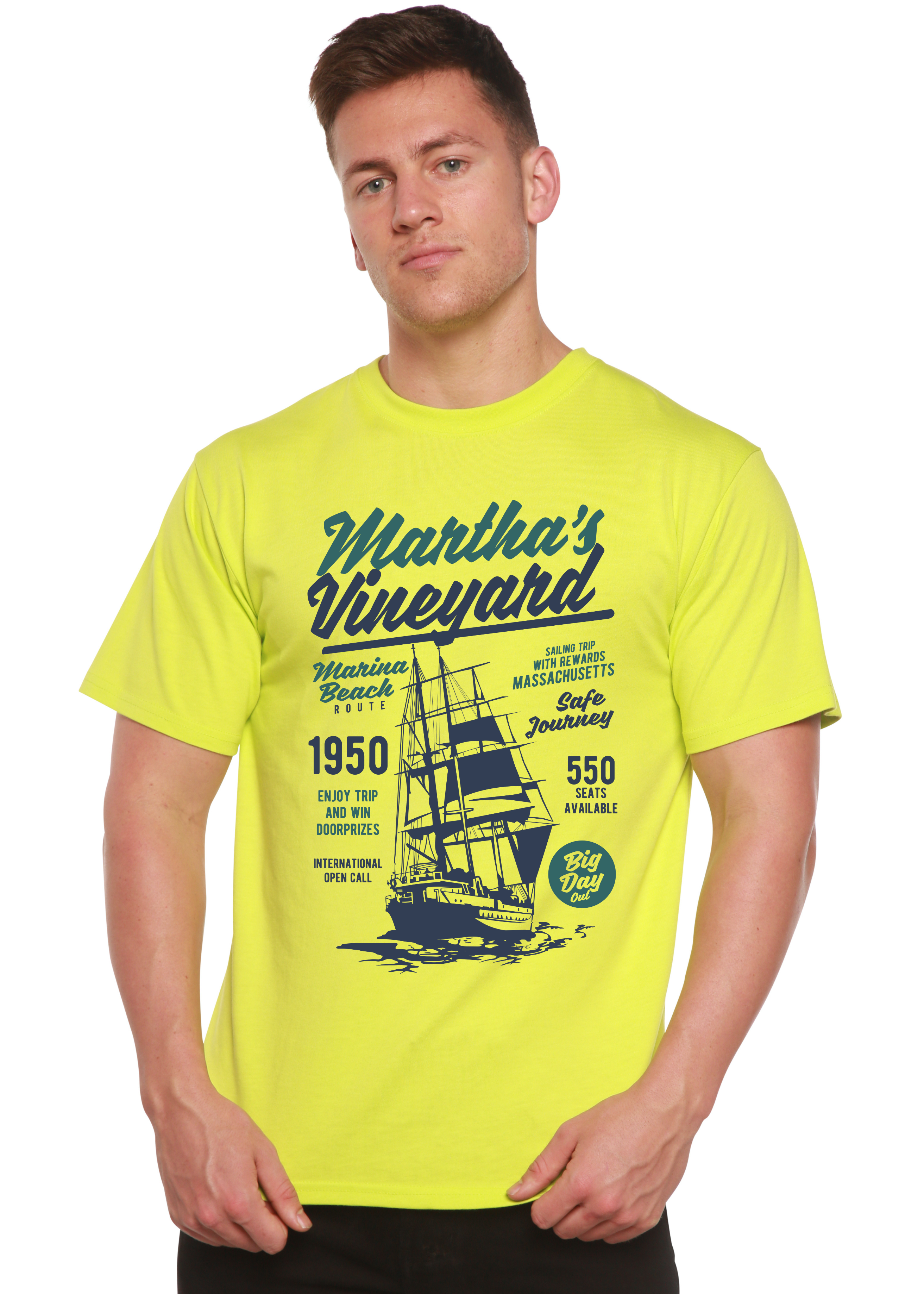 Spun Bamboo Martha's vineyard Men's Bamboo Viscose/Organic Cotton Short Sleeve Graphic T-Shirt — detail close-up