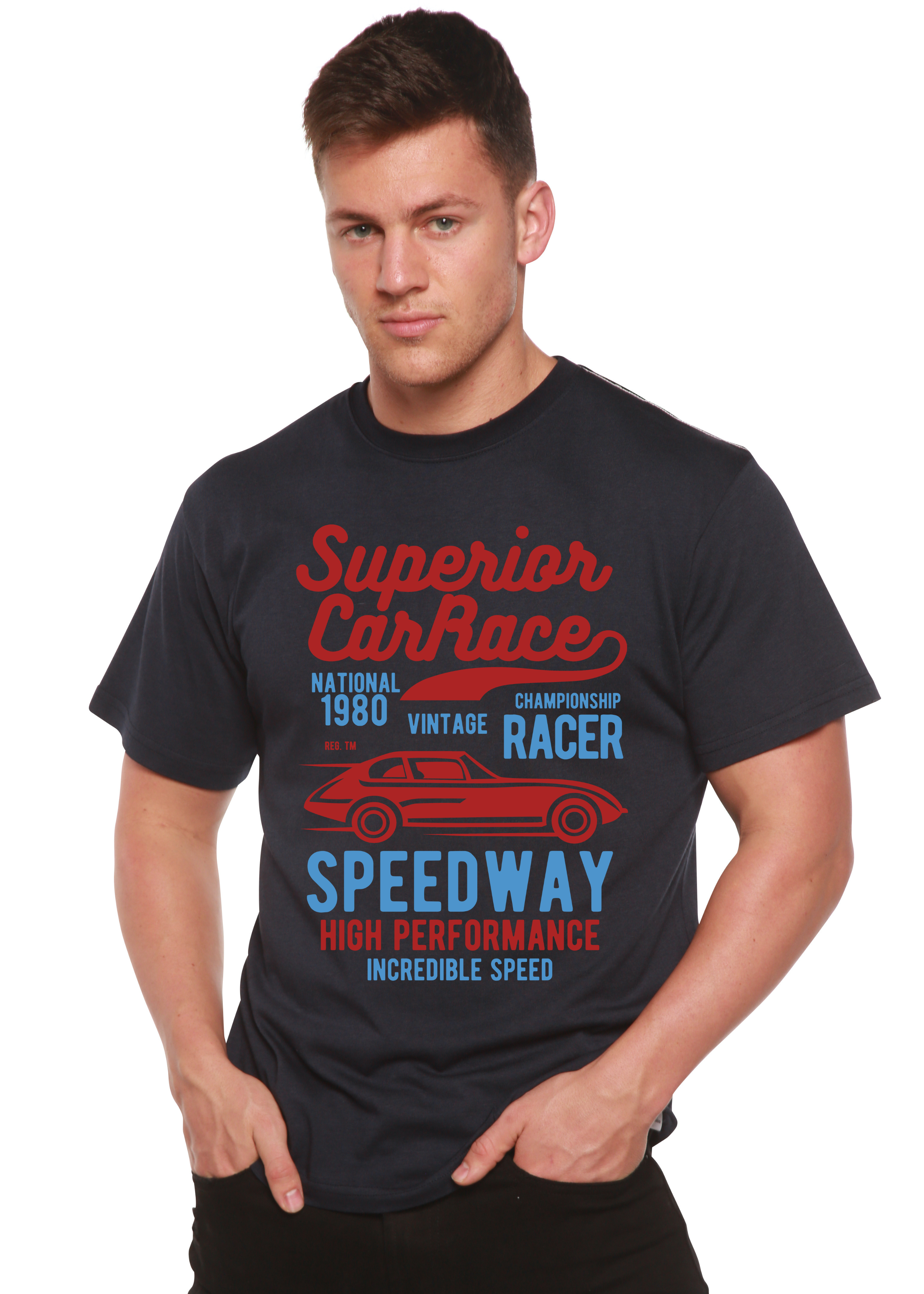 Spun Bamboo Superior Car Spun Bamboo® Men's Bamboo Viscose/Organic Cotton Short Sleeve Graphic T-Shirt — in-use photo