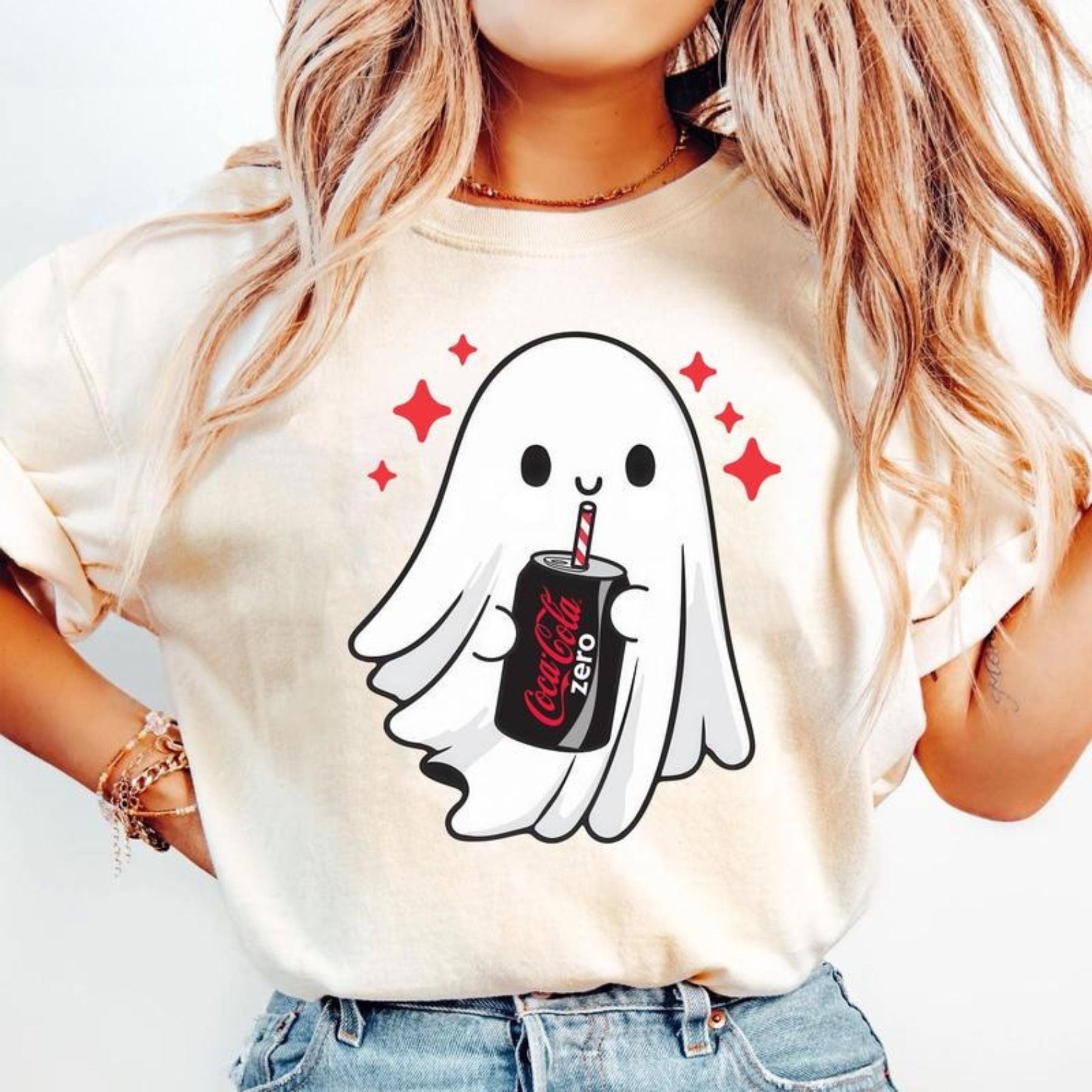 Pasimax Funny Skeleton Ghost Halloween T-Shirt — back view