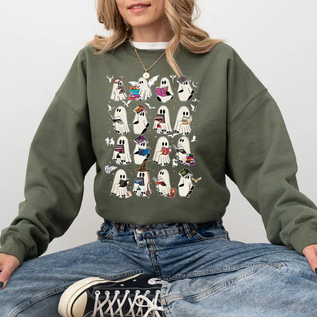 Pasimax Retro Ghost Book Sweatshirt — alternative angle