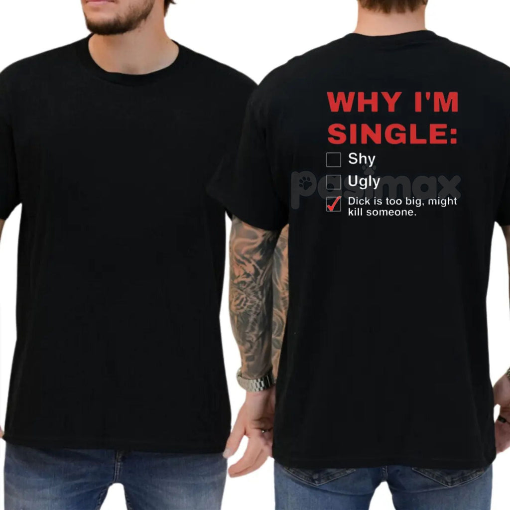 Pasimax "Why I'm Single" Funny Graphic T-Shirt - Men's Humor Tee, Funny Adult Graphics Shirt, Great Gift for Men — alternativ