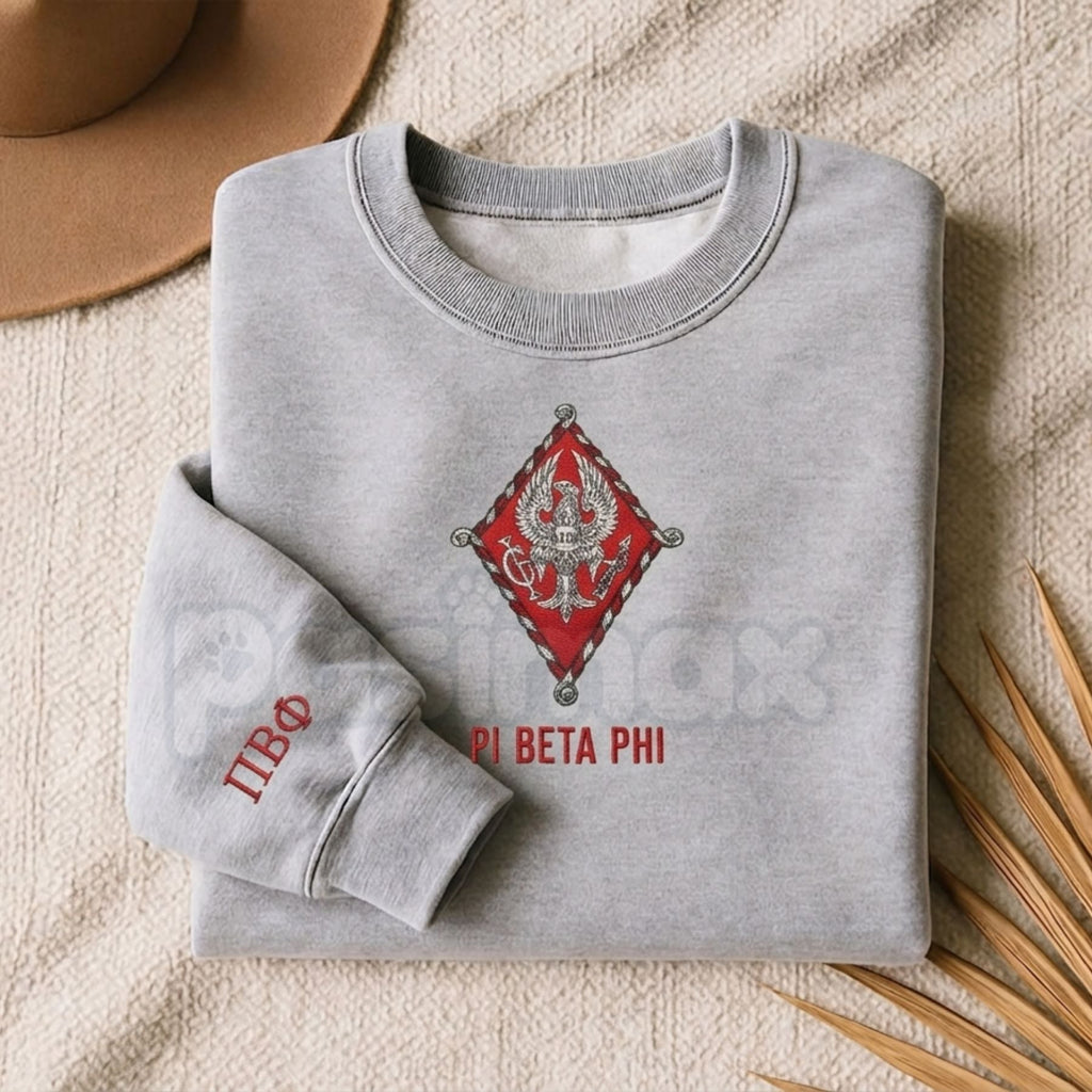Pasimax Custom Embroidered Sorority Sweatshirt – Classic Greek Letter Crewneck — color detail