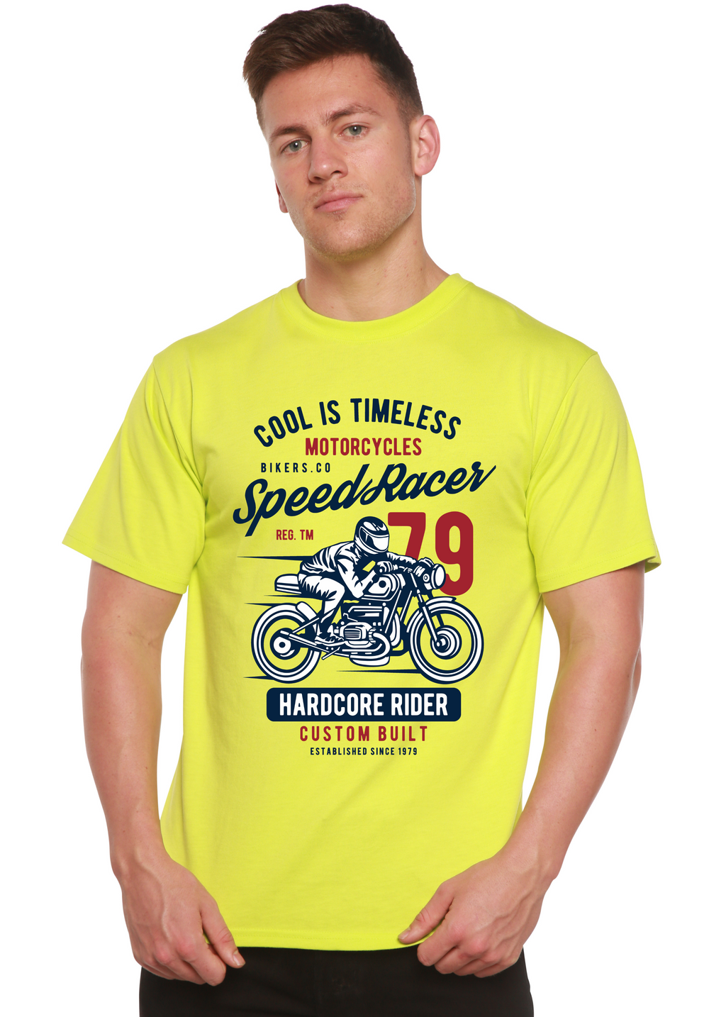 Spun Bamboo Speed Racer Spun Bamboo® Men's Bamboo Viscose/Organic Cotton Short Sleeve Graphic T-Shirt — detail close-up