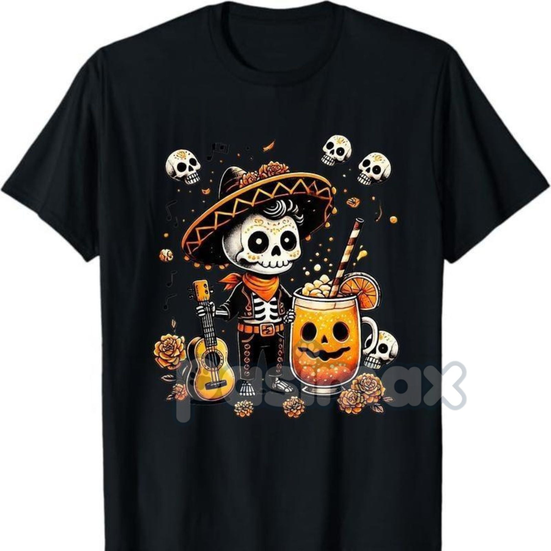 Pasimax Vintage Skeleton Tequila T-Shirt — alternative angle