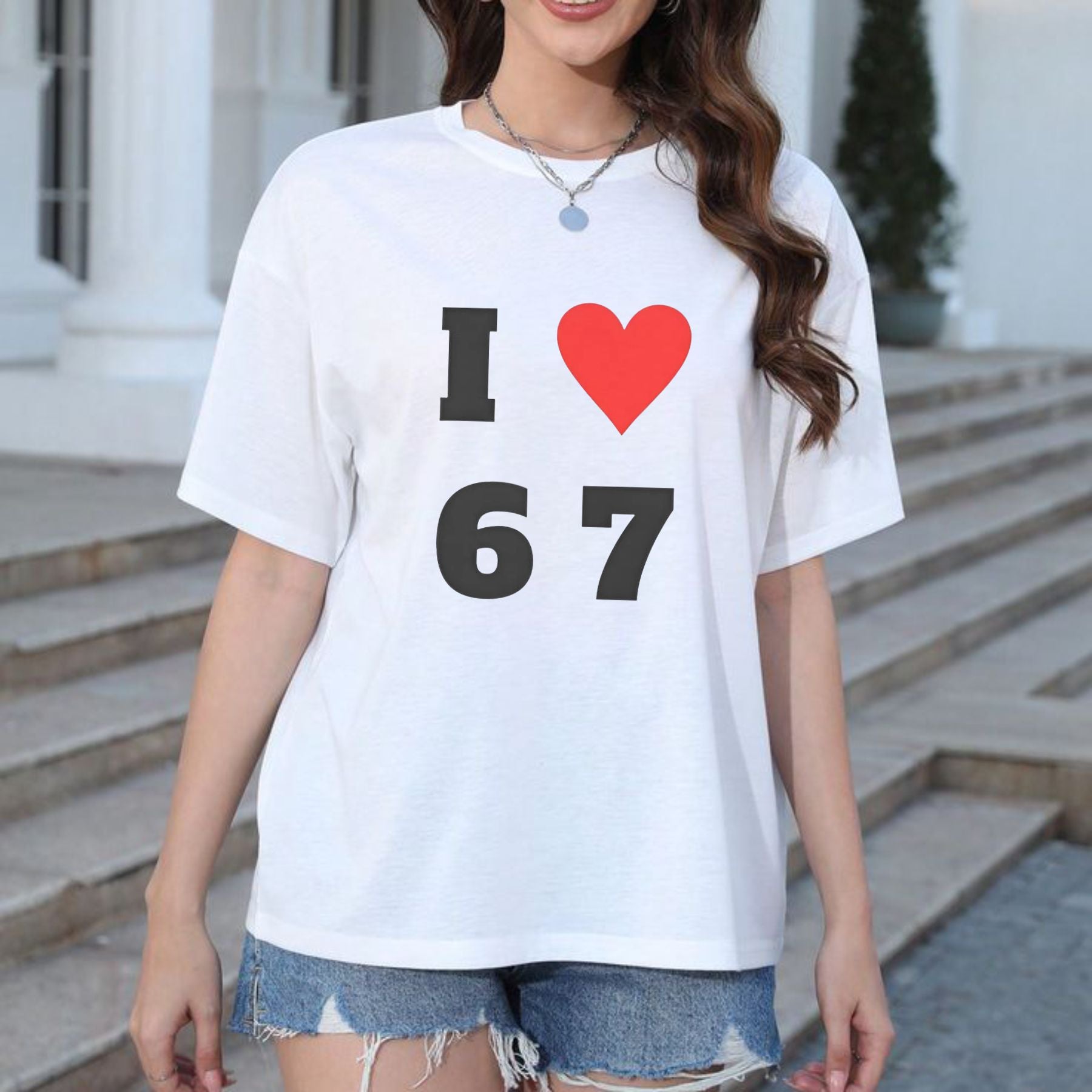 Pasimax "I Love 6 7" Crewneck T-shirt — back view