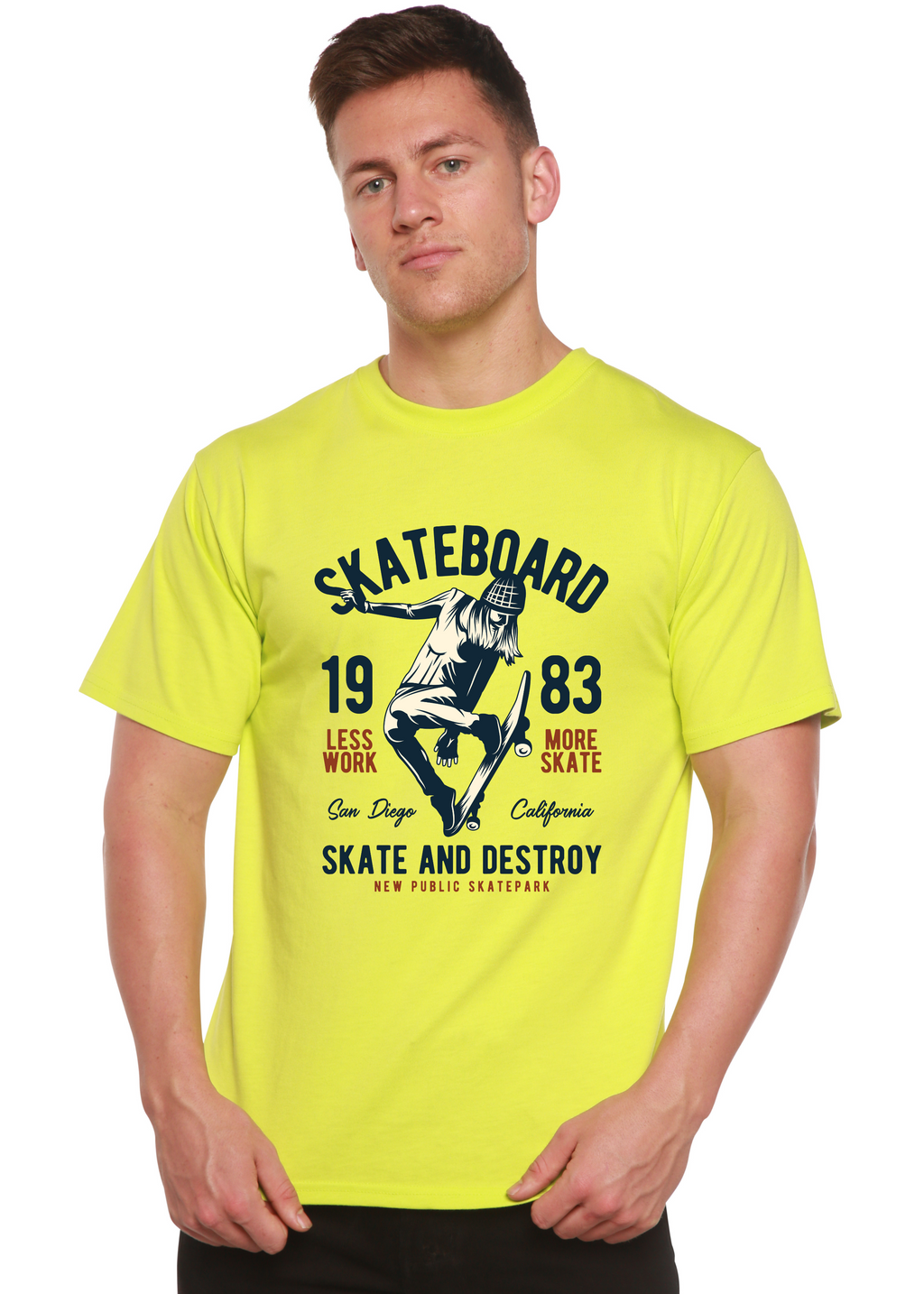 Spun Bamboo Skateboard 1983 Men's Bamboo Viscose/Organic Cotton Short Sleeve Graphic T-Shirt — alternative angle