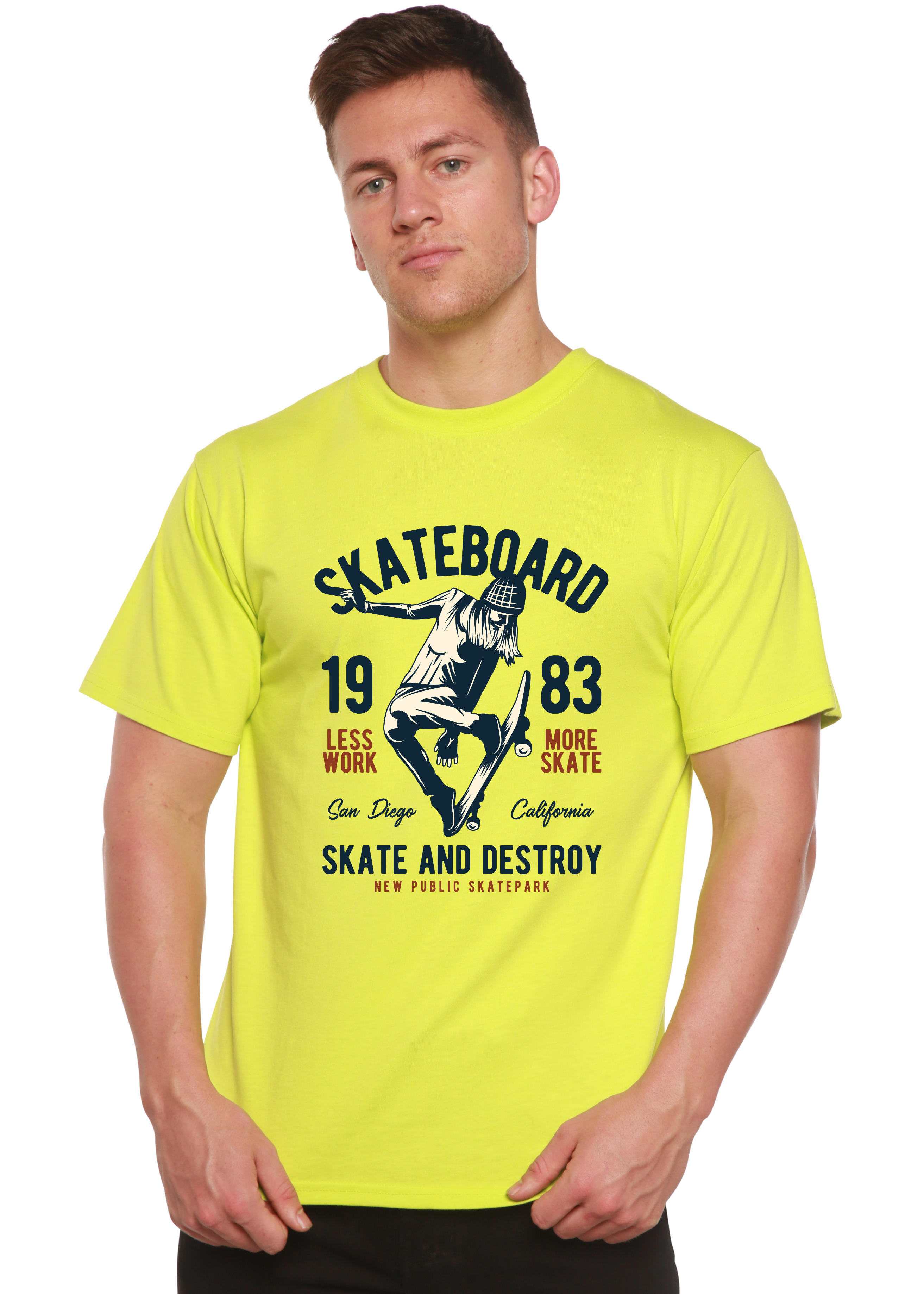 Spun Bamboo Skateboard 1983 Men's Bamboo Viscose/Organic Cotton Short Sleeve Graphic T-Shirt — alternative angle