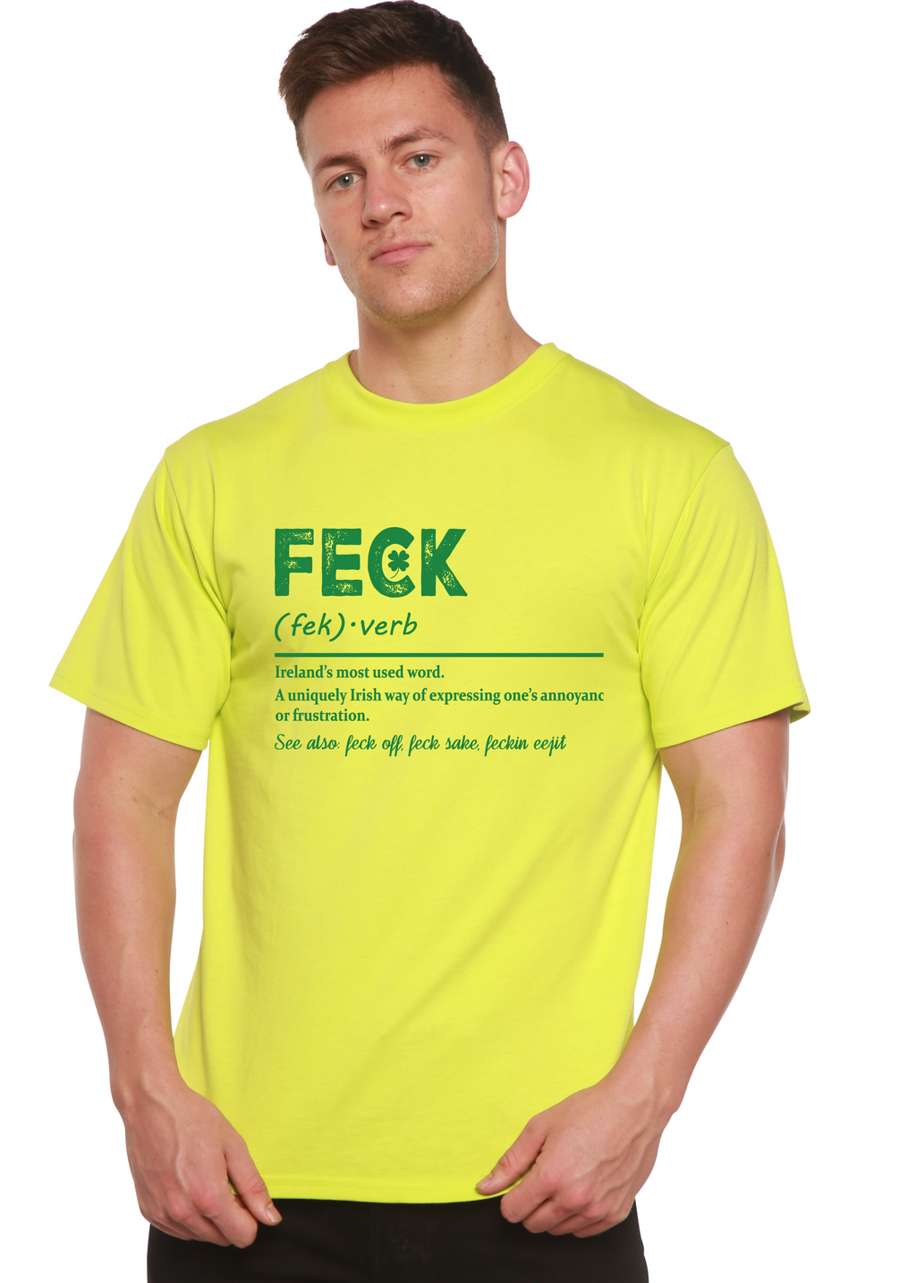 Spun Bamboo Feck Irish St Patricks Day Unisex Bamboo/Cotton Graphic T-Shirt — side view