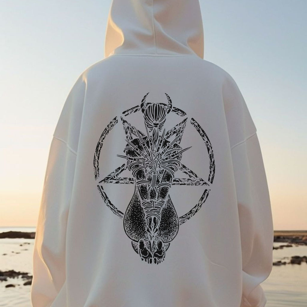 Pasimax Goat Skull Pentagram Occult Hoodie — alternative angle