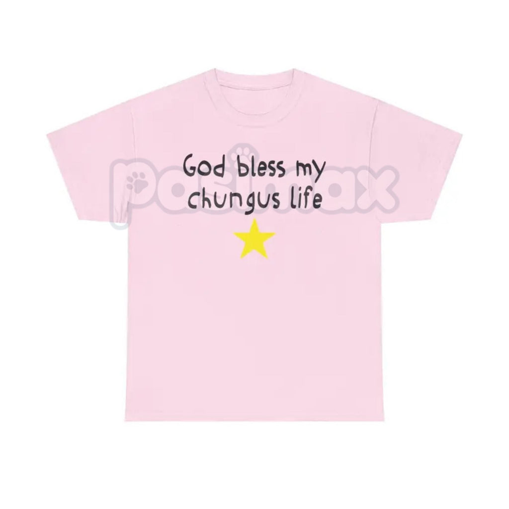 Pasimax "God Bless My Chungus Life" Funny T-Shirt - Ironic Big Chungus Meme Tee, Sarcastic Religious Parody Shirt, Wholesome 
