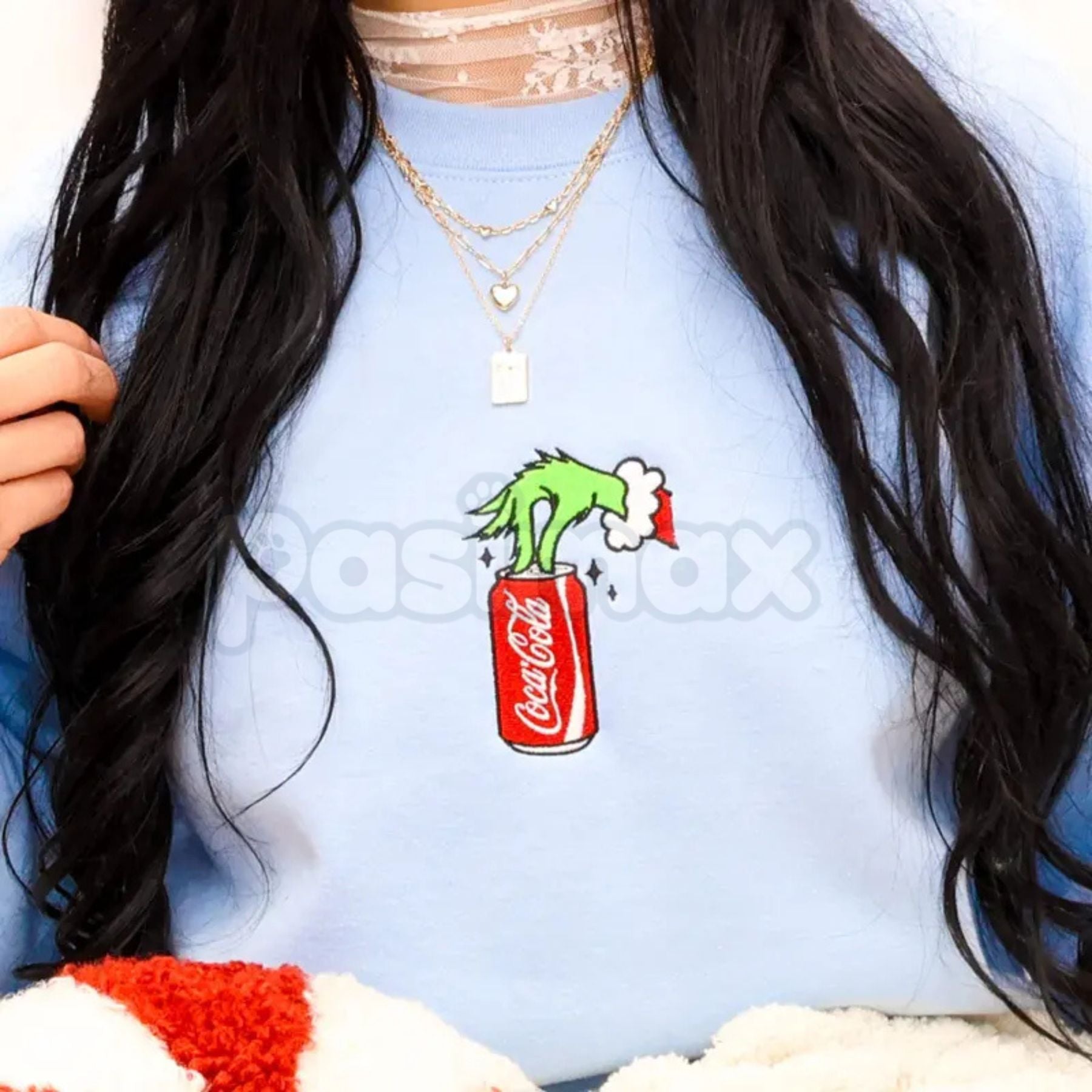 Pasimax Embroidered Christmas Drink Sweatshirt – Festive Holiday Beverage Crewneck — alternative angle