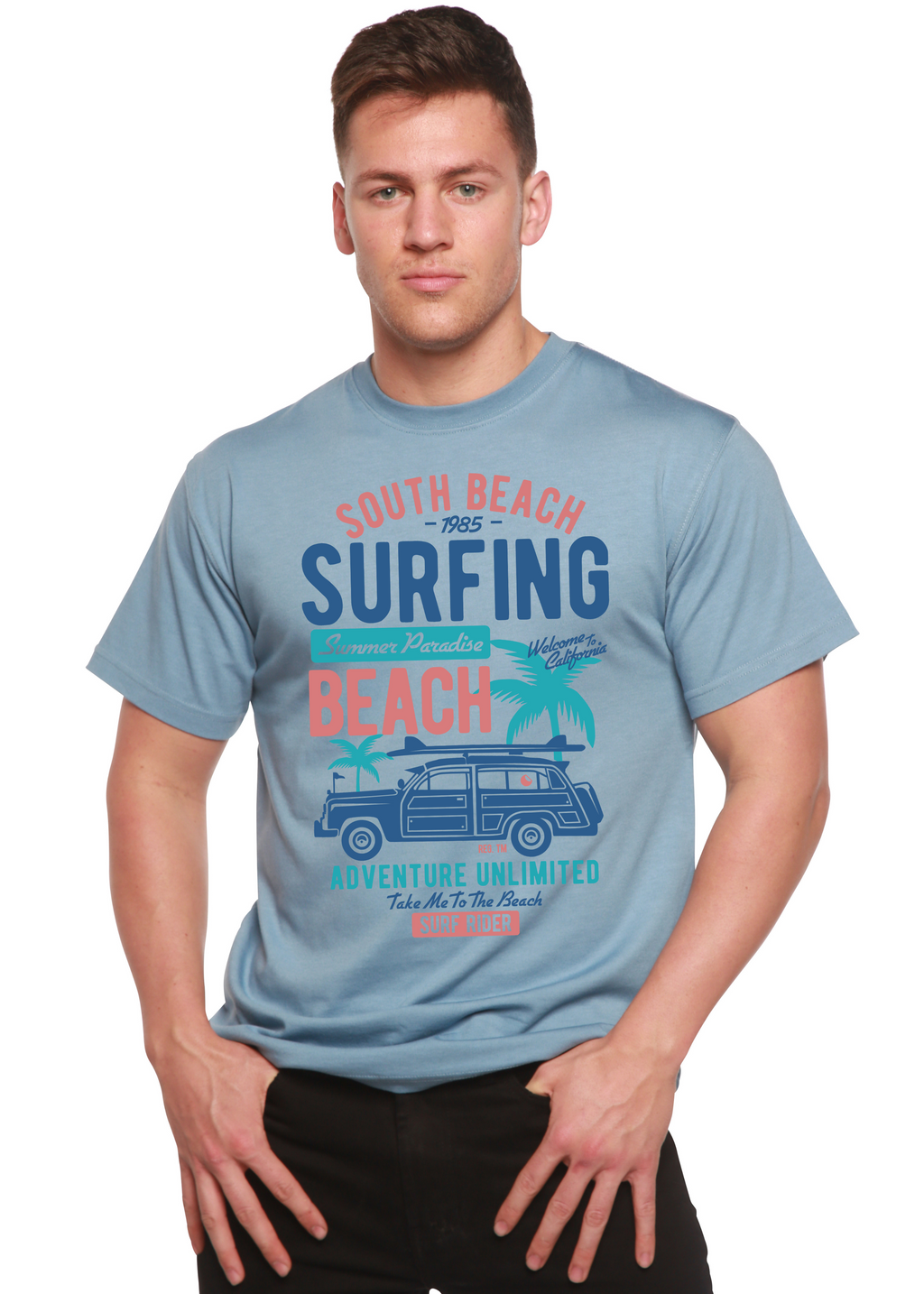 Spun Bamboo South Beach Spun Bamboo® Men's Bamboo Viscose/Organic Cotton Short Sleeve Graphic T-Shirt — in-use photo