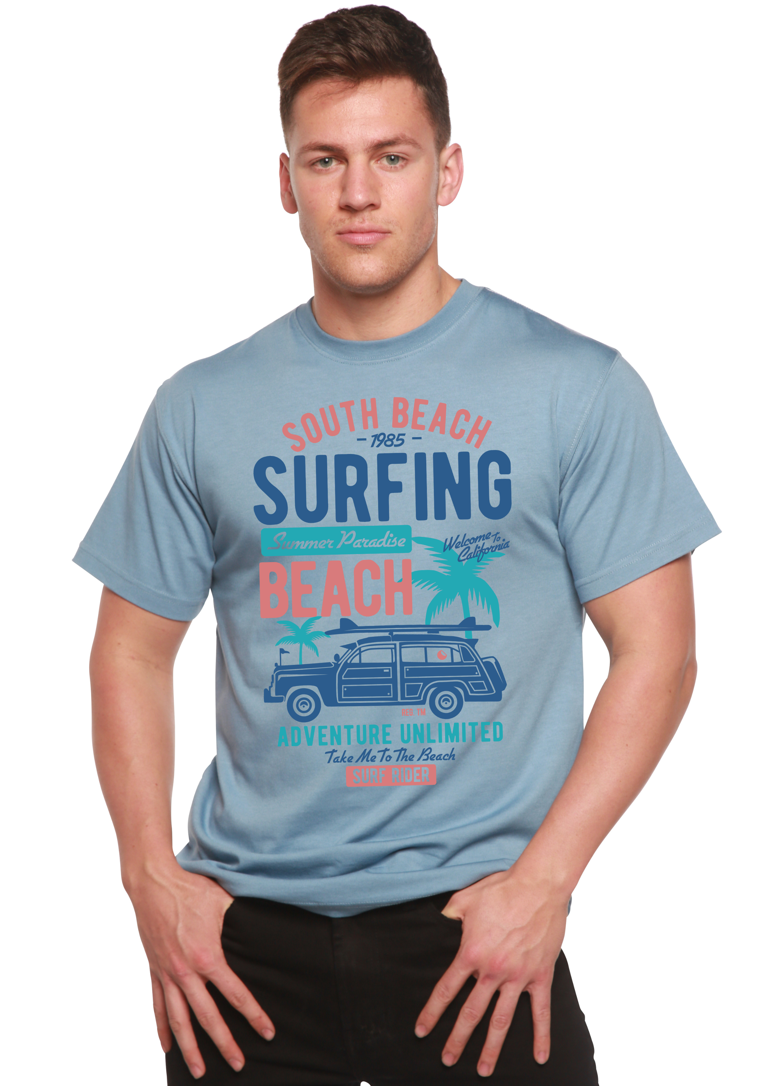 Spun Bamboo South Beach Spun Bamboo® Men's Bamboo Viscose/Organic Cotton Short Sleeve Graphic T-Shirt — in-use photo
