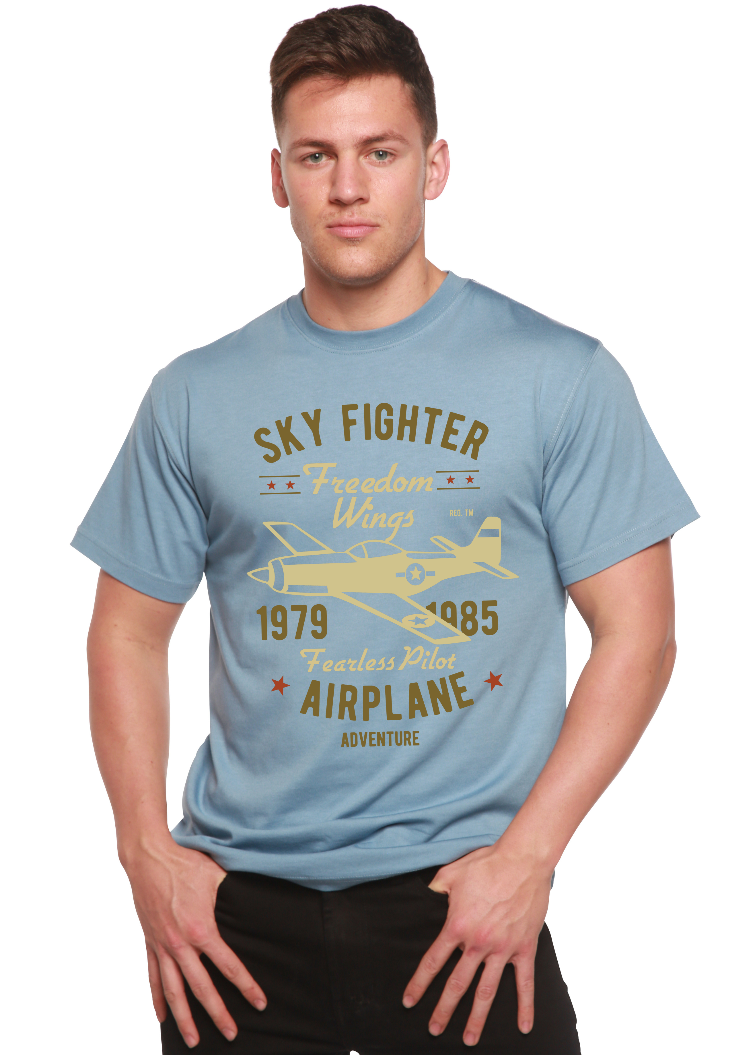 Spun Bamboo Sky Fighter Spun Bamboo® Men's Bamboo Viscose/Organic Cotton Short Sleeve Graphic T-Shirt — alternative angle
