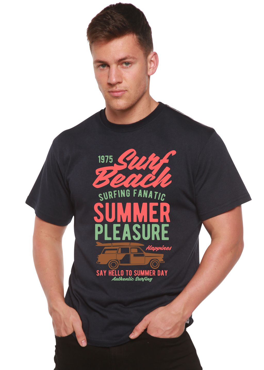 Spun Bamboo Surf Beach Spun Bamboo® Men's Bamboo Viscose/Organic Cotton Short Sleeve Graphic T-Shirt — alternative angle