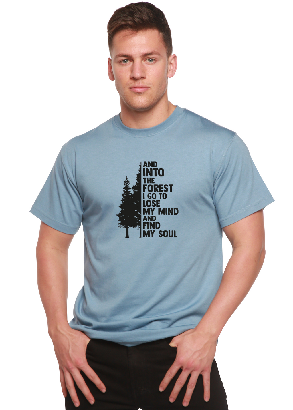 Spun Bamboo And Into The Forest I Go Men's Bamboo Viscose/Organic Cotton Short Sleeve Graphic T-Shirt — alternative angle