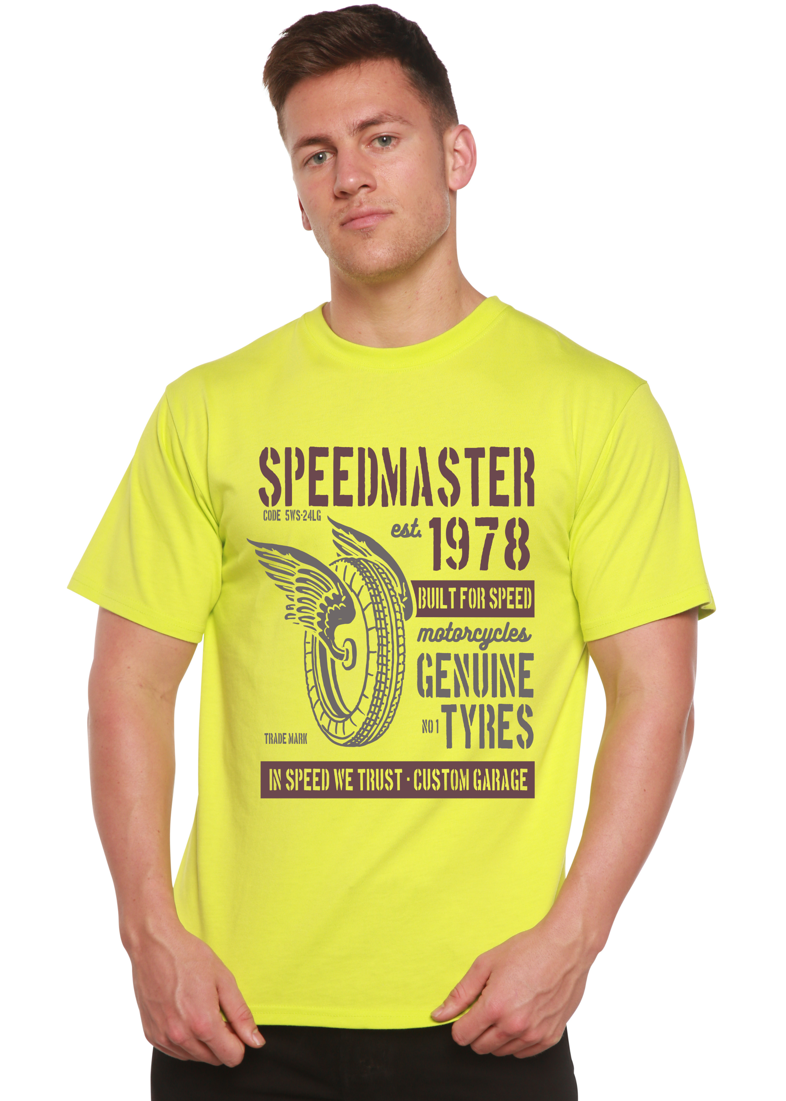 Spun Bamboo Speed Master Spun Bamboo® Men's Bamboo Viscose/Organic Cotton Short Sleeve Graphic T-Shirt — side view