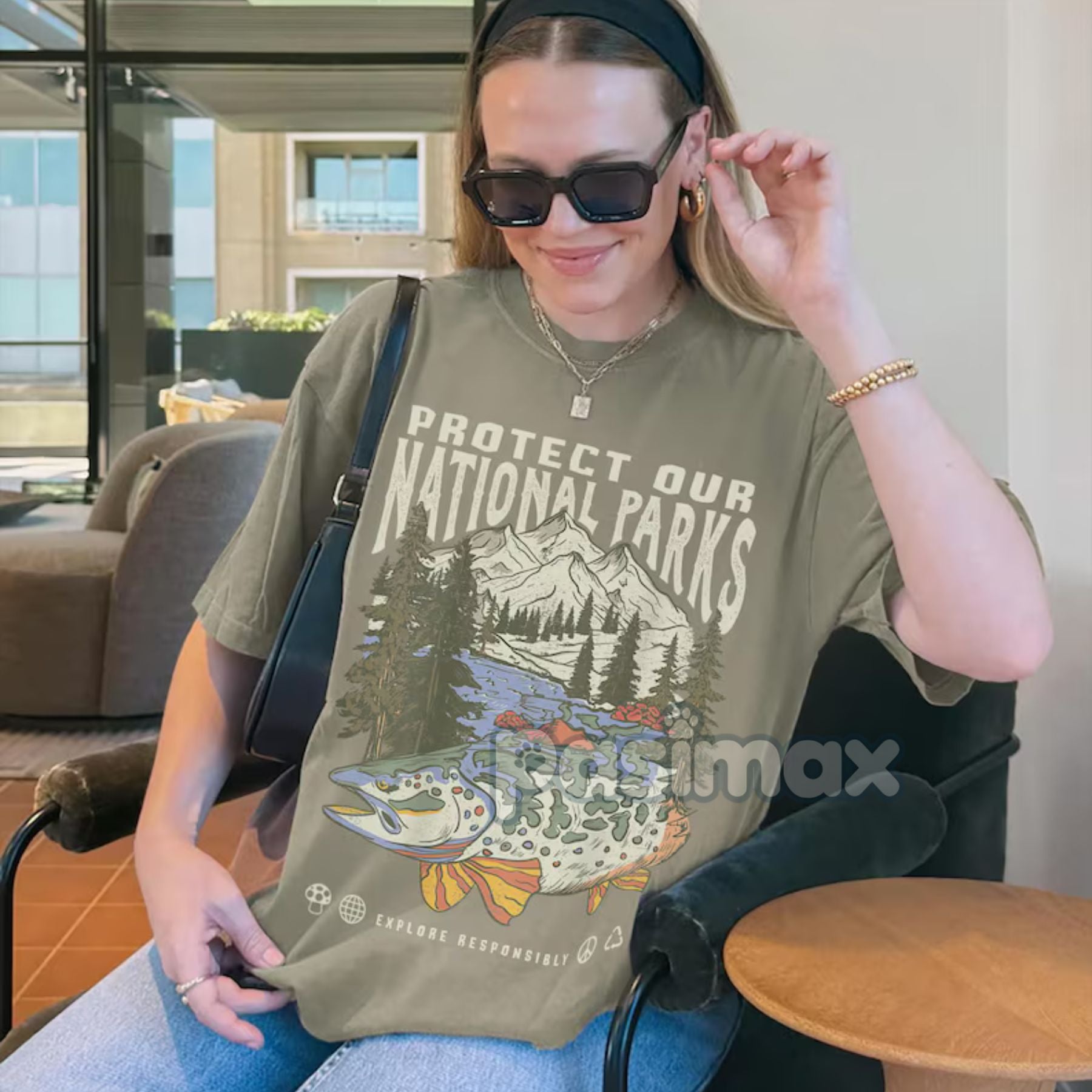 Pasimax 'Respect the Local Wildlife' Tee – National Parks Hiking Camping Clothes, Granola Girl Adventure Shirt, Wanderlust T-