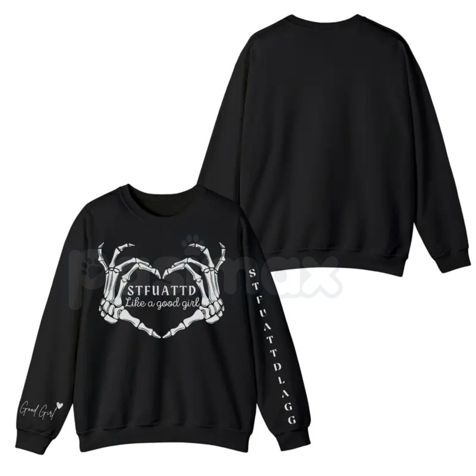 Pasimax STFUATTDLAGG Gothic Sweatshirt | Dark Romance Trope Jumper | Like A Good Girl Bookish Aesthetic Crewneck | Smutty Boo