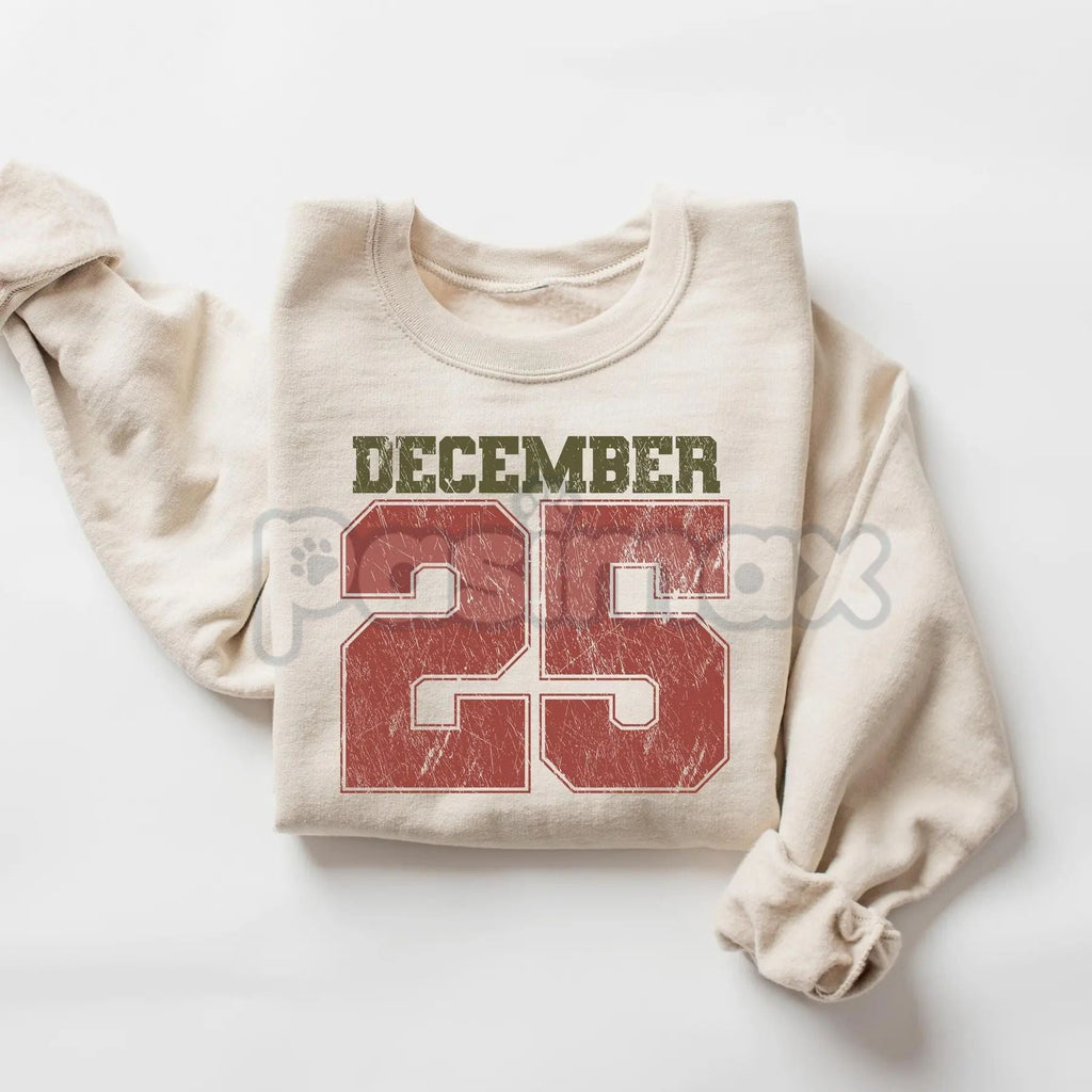 Pasimax Retro December 25th Christmas Sweatshirt – Vintage Holiday Clothing Crewneck for Women — alternative angle