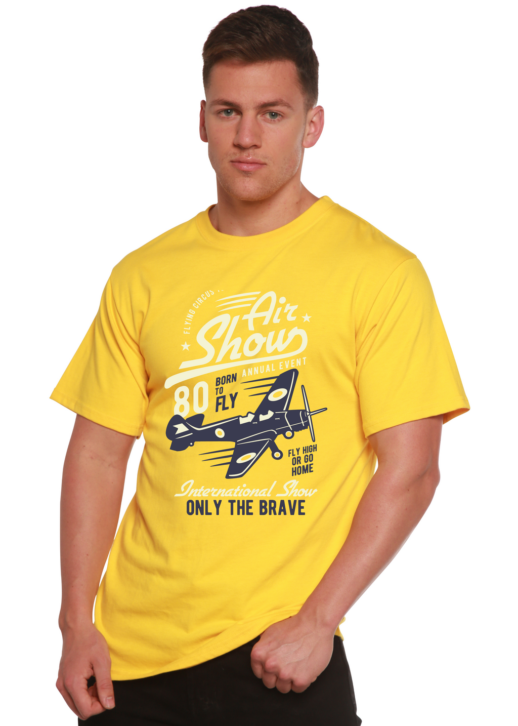 Spun Bamboo Air Show Men's Bamboo Viscose/Organic Cotton Short Sleeve Graphic T-Shirt — size reference