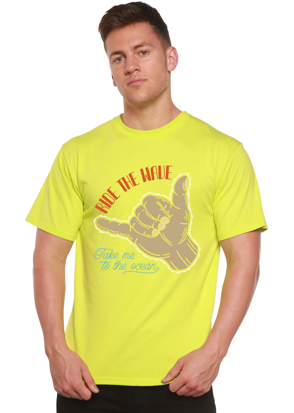Spun Bamboo Ride The Wave Men's Bamboo Viscose/Organic Cotton Short Sleeve Graphic T-Shirt — lifestyle context