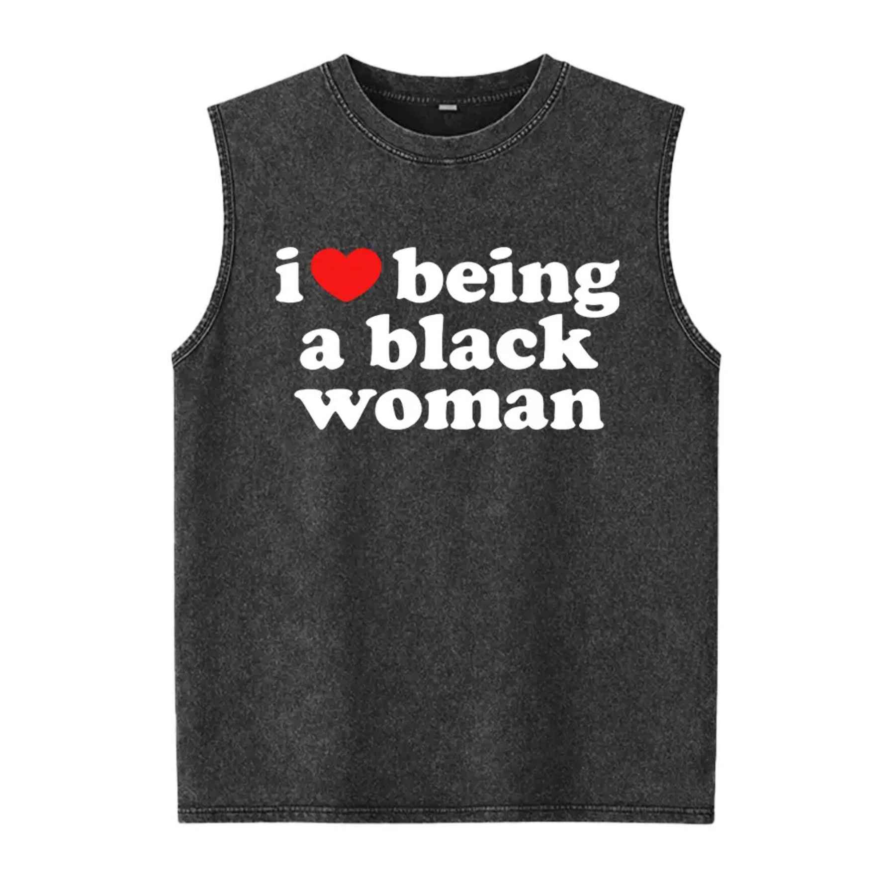 I Love Being A Black Woman Tank Top – Retro Black Girl Magic Graphic Top, Vintage Washed Lightweight Cotton Empowerment Unisex Tank