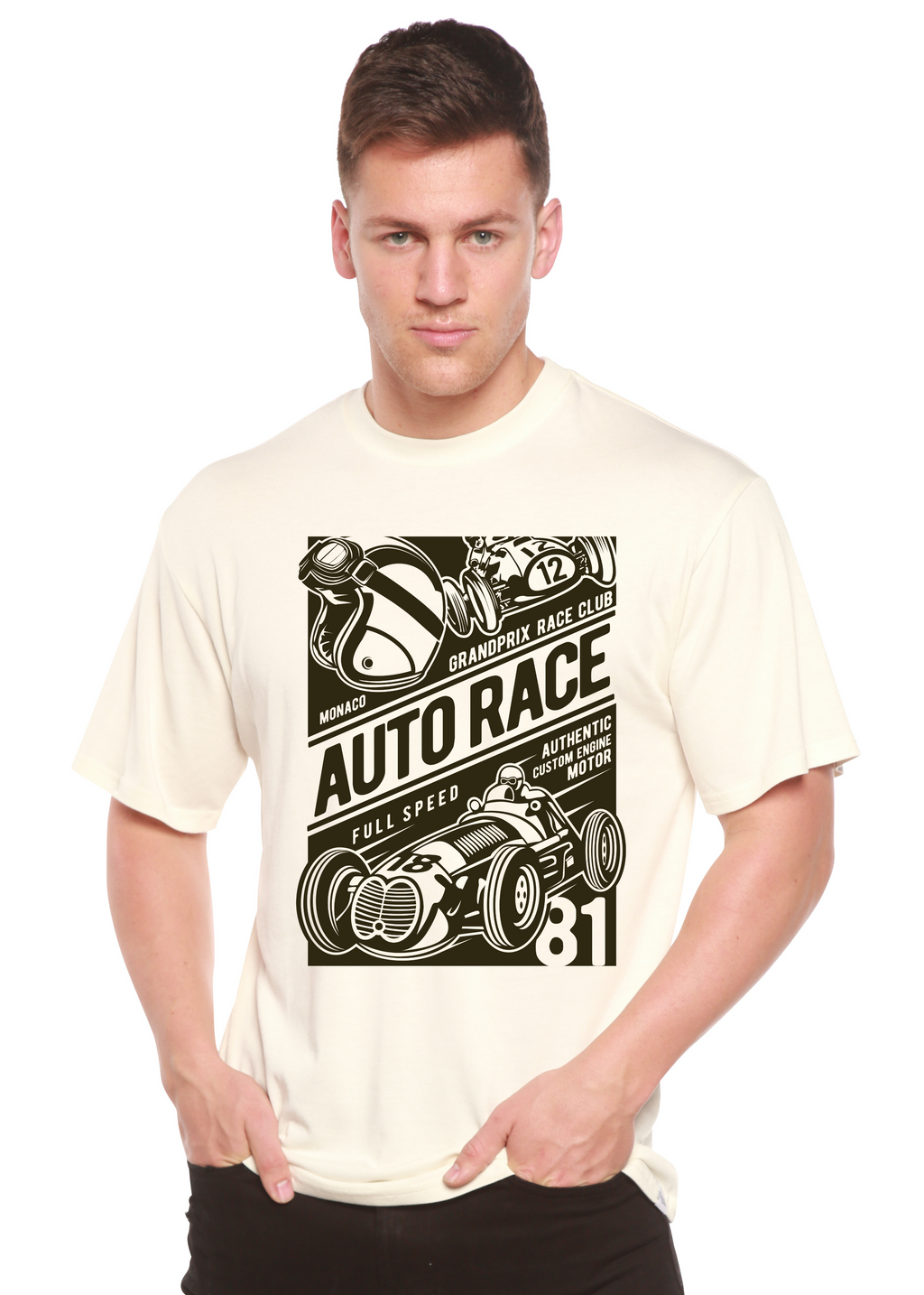 Spun Bamboo Auto Race Men's Bamboo Viscose/Organic Cotton Short Sleeve Graphic T-Shirt — main product shot