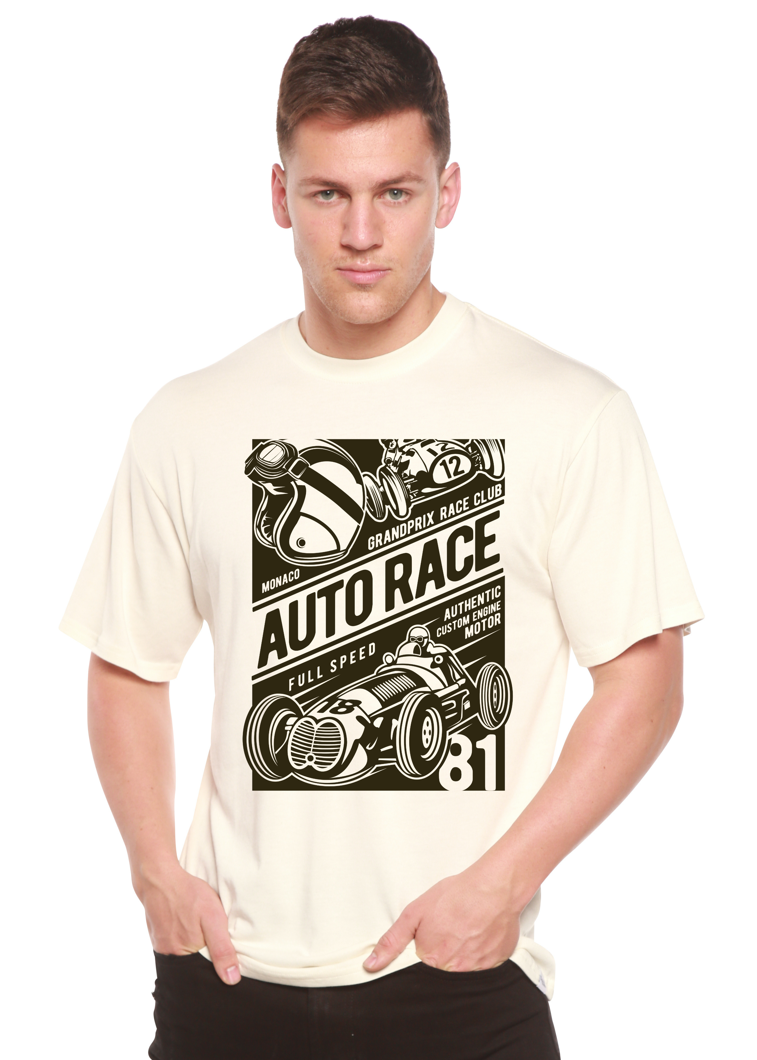 Spun Bamboo Auto Race Men's Bamboo Viscose/Organic Cotton Short Sleeve Graphic T-Shirt — main product shot