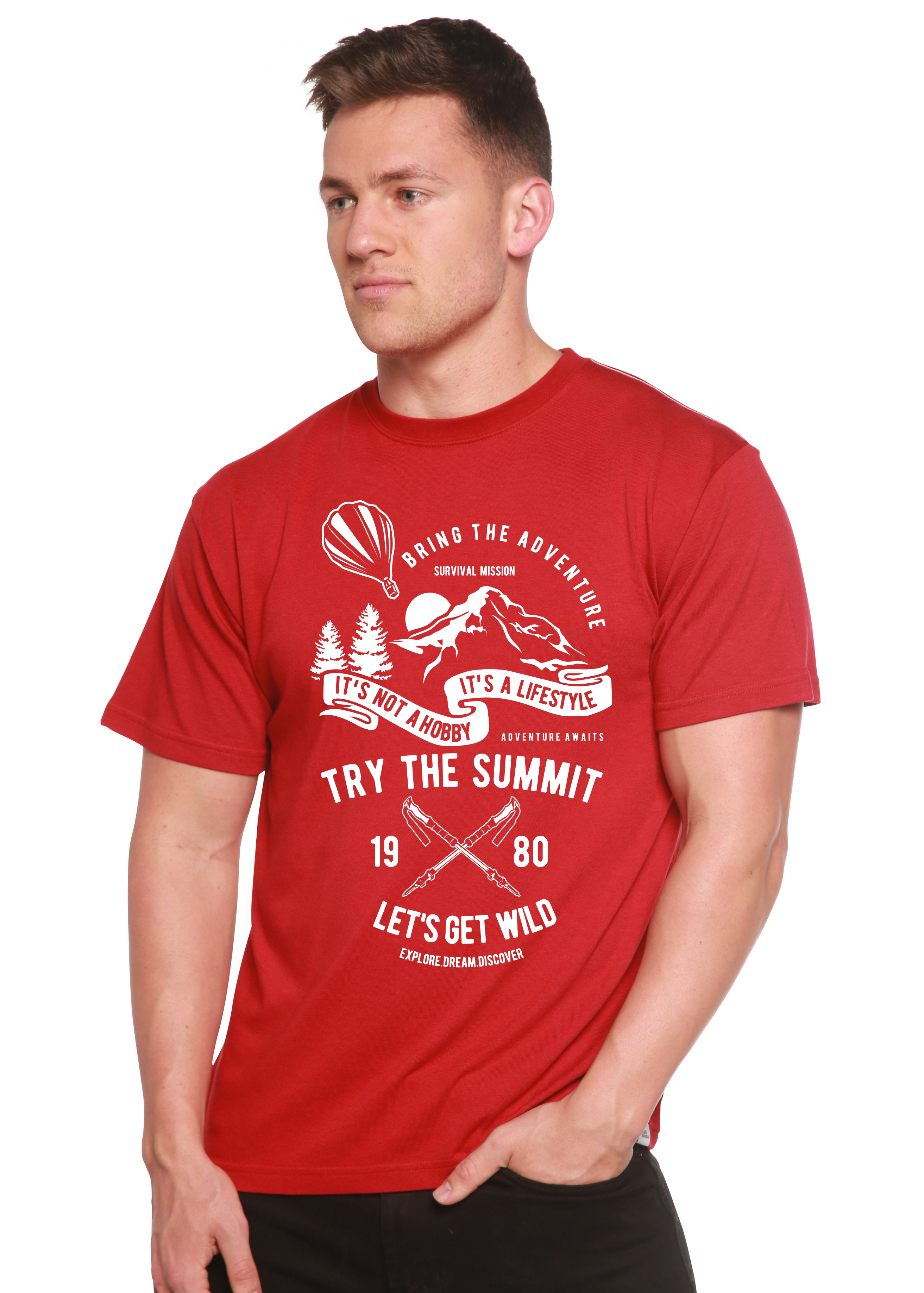 Spun Bamboo Try The Summit Spun Bamboo® Men's Bamboo Viscose/Organic Cotton Short Sleeve Graphic T-Shirt — side view
