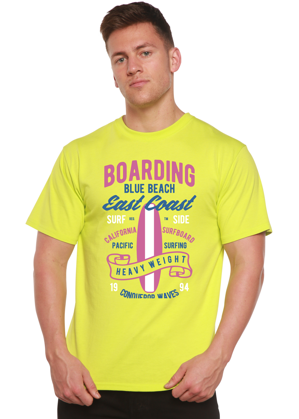 Boarding Blue Beach Men's Bamboo Viscose/Organic Cotton Short Sleeve Graphic T-Shirt — view 7