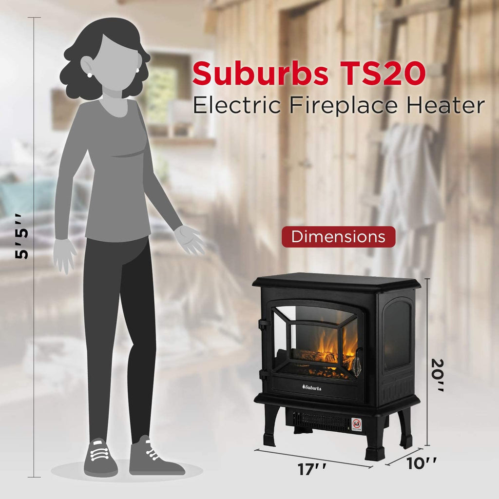 (Open Box) Suburbs TS20 Electric Fireplace Stove – TURBRO, view 6