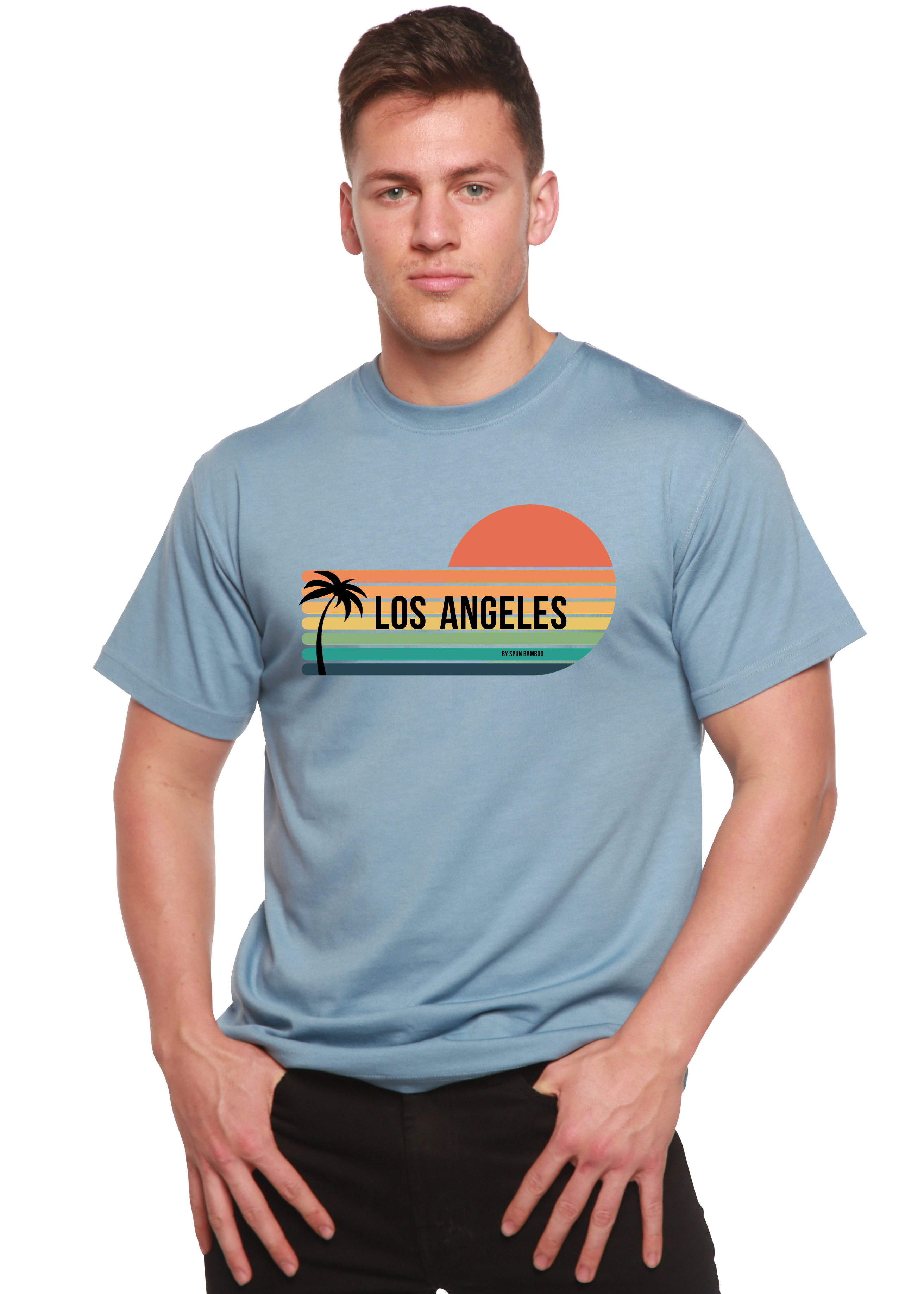 Spun Bamboo Los Angeles Spun Bamboo Unisex Bamboo Viscose/Organic Cotton Short Sleeve Graphic T-Shirt — comparison shot