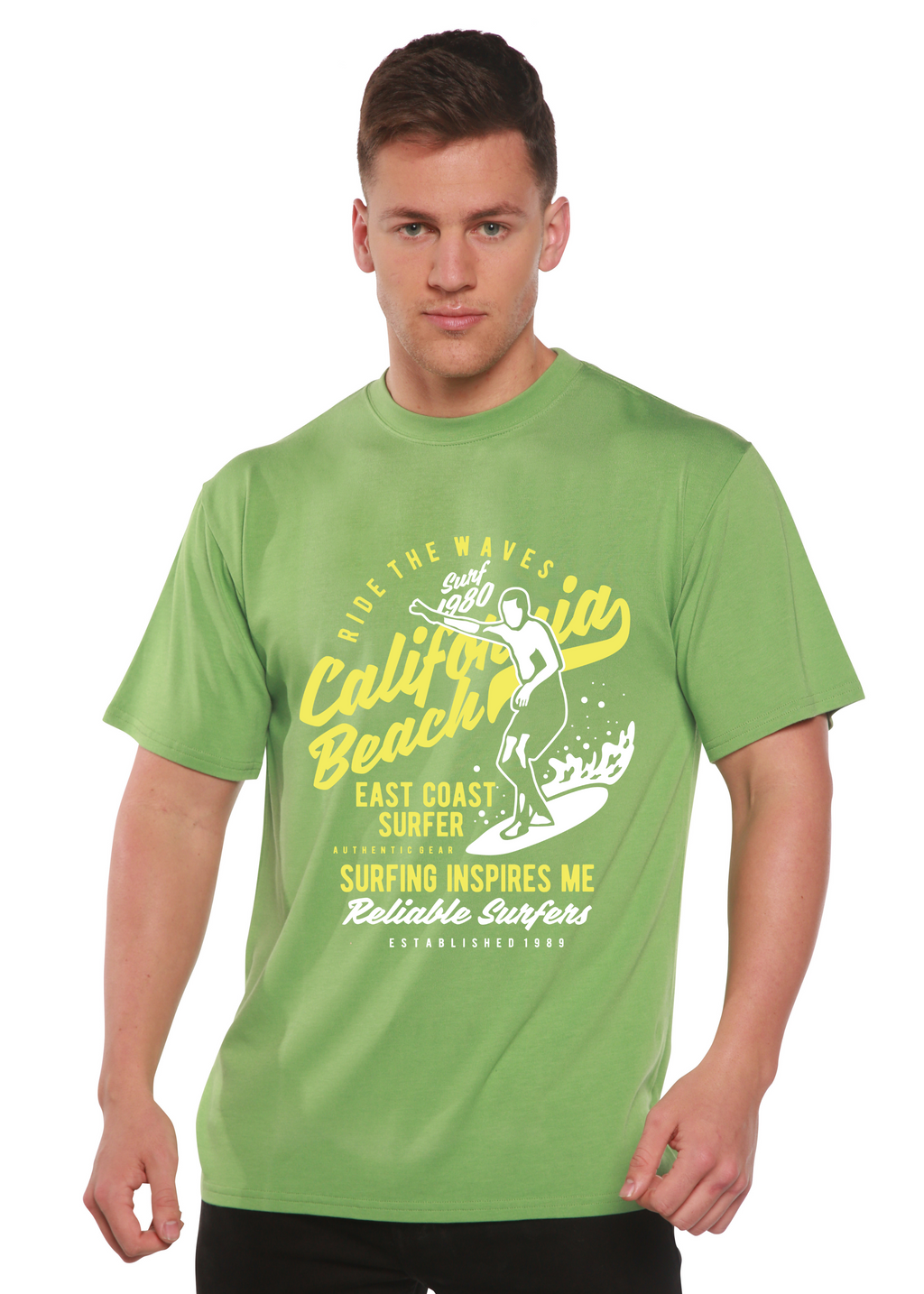 Spun Bamboo Ride The Waves Spun Bamboo® Men's Bamboo Viscose/Organic Cotton Short Sleeve Graphic T-Shirt — alternative angle