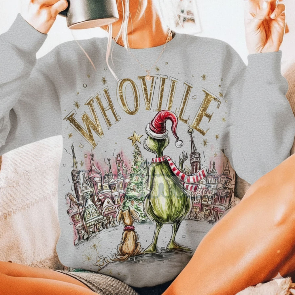 Pasimax Retro Grinchmas Christmas Sweatshirt – Vintage Holiday Movie Pullover for Grinch Fans — back view