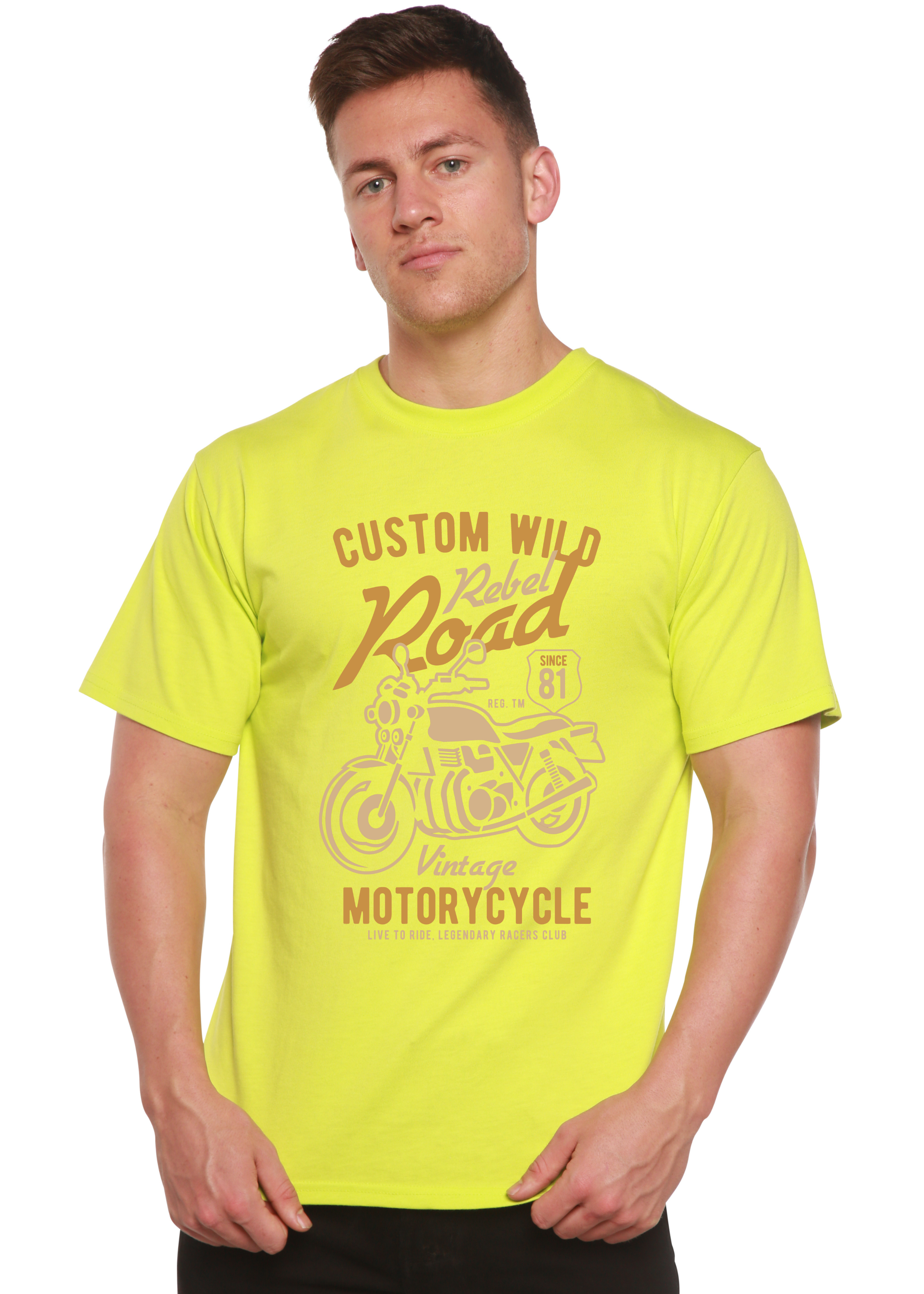 Spun Bamboo Custom Wild Men's Bamboo Viscose/Organic Cotton Short Sleeve Graphic T-Shirt — size reference