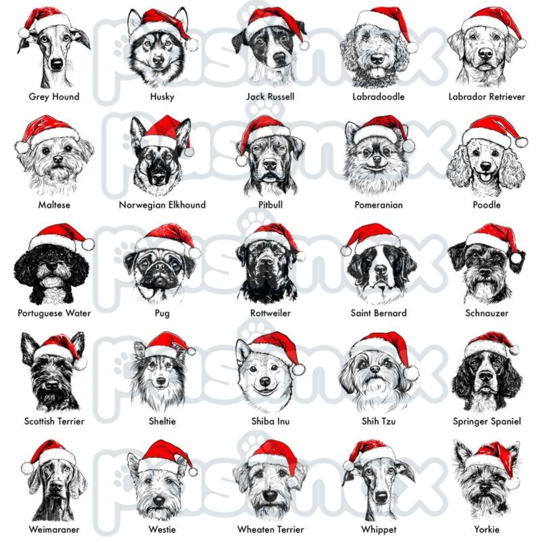 Pasimax Ash Grey "Santa Paws" Dog Christmas Crewneck – Cozy Pet Lover Holiday Sweatshirt — alternative angle