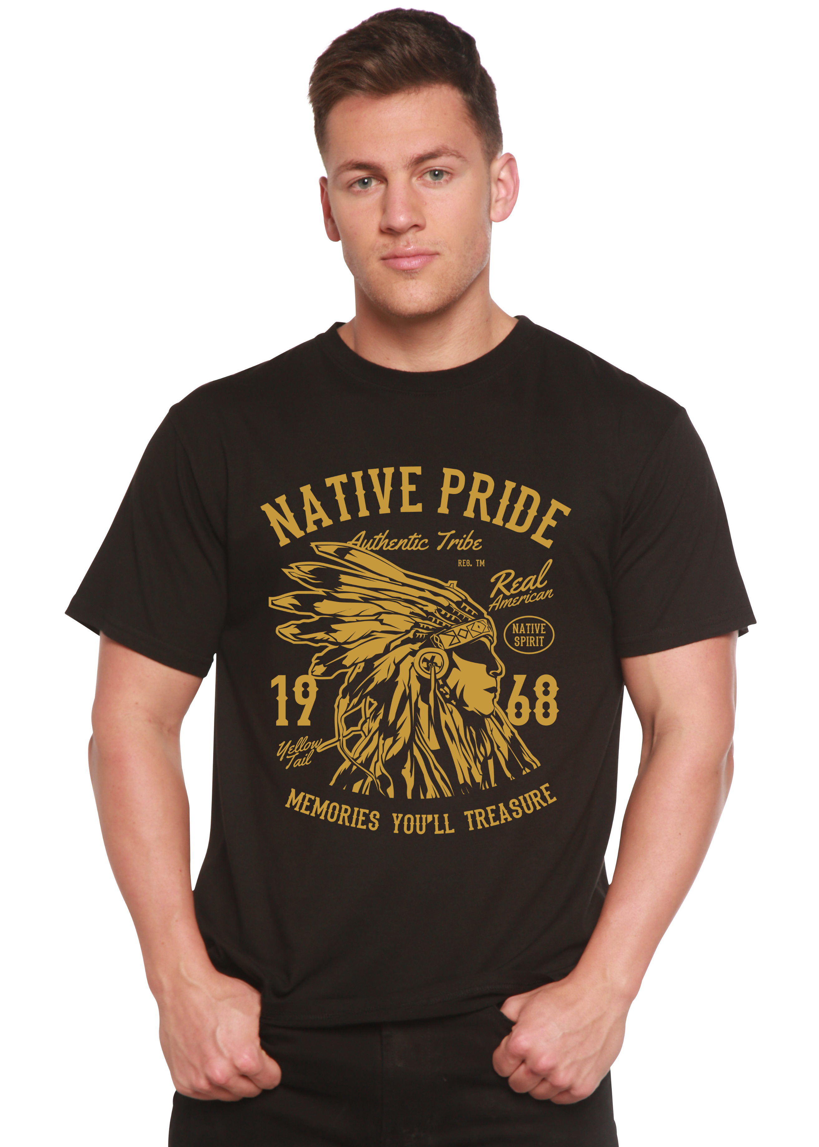 Spun Bamboo Native Pride Spun Bamboo® Men's Bamboo Viscose/Organic Cotton Short Sleeve Graphic T-Shirt — lifestyle context