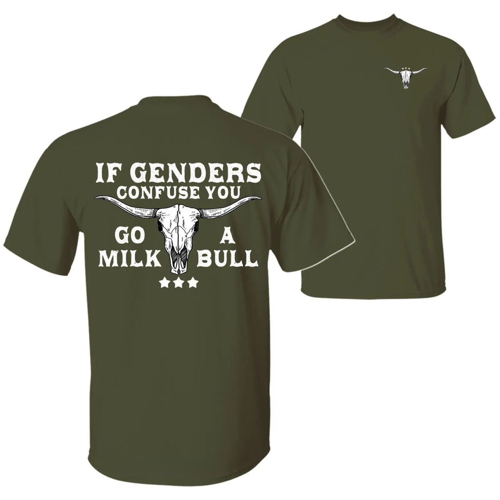 Pasimax "If Gender Confuse You..." Funny Sarcastic T-Shirt - 2-Sided Unisex Quote Tee, Humor Apparel — alternative angle