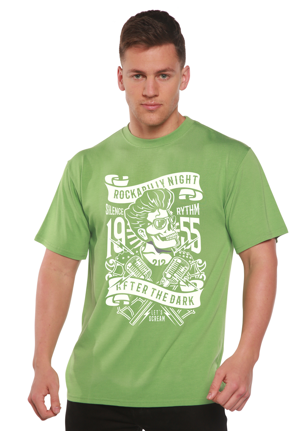 Spun Bamboo Rockabilly Night Spun Bamboo® Men's Bamboo Viscose/Organic Cotton Short Sleeve Graphic T-Shirt — alternative angl
