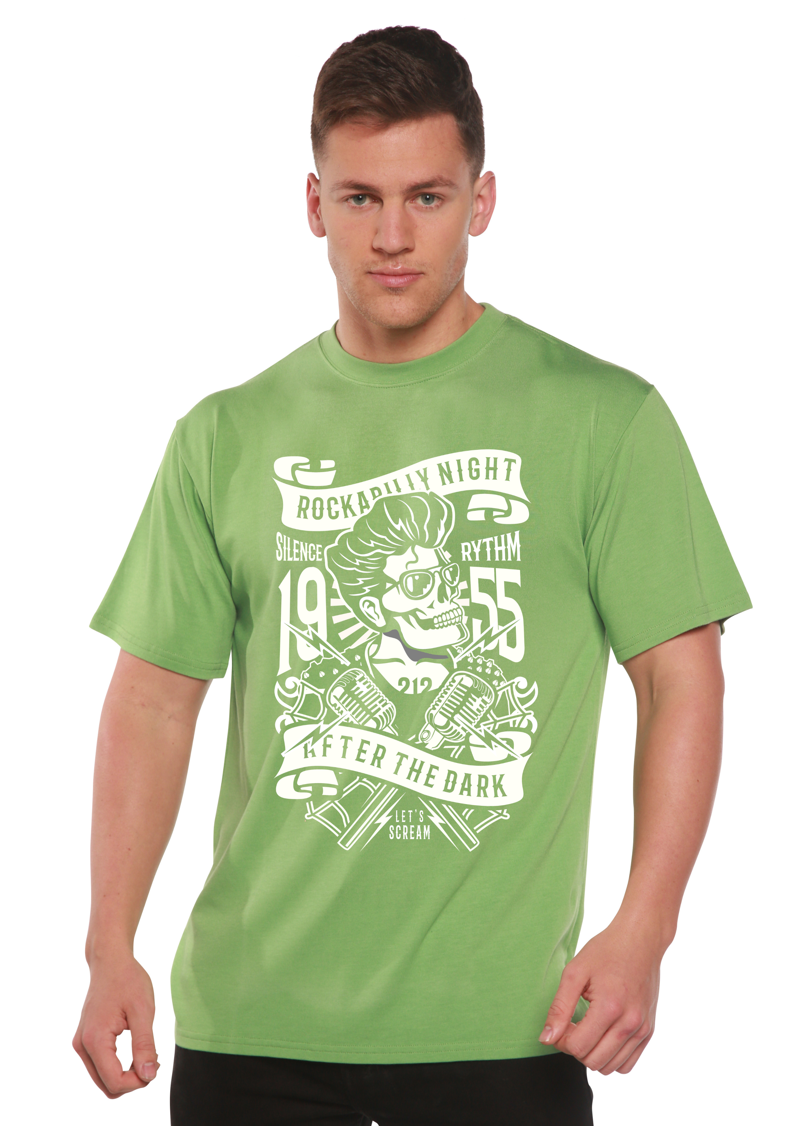 Spun Bamboo Rockabilly Night Spun Bamboo® Men's Bamboo Viscose/Organic Cotton Short Sleeve Graphic T-Shirt — alternative angl