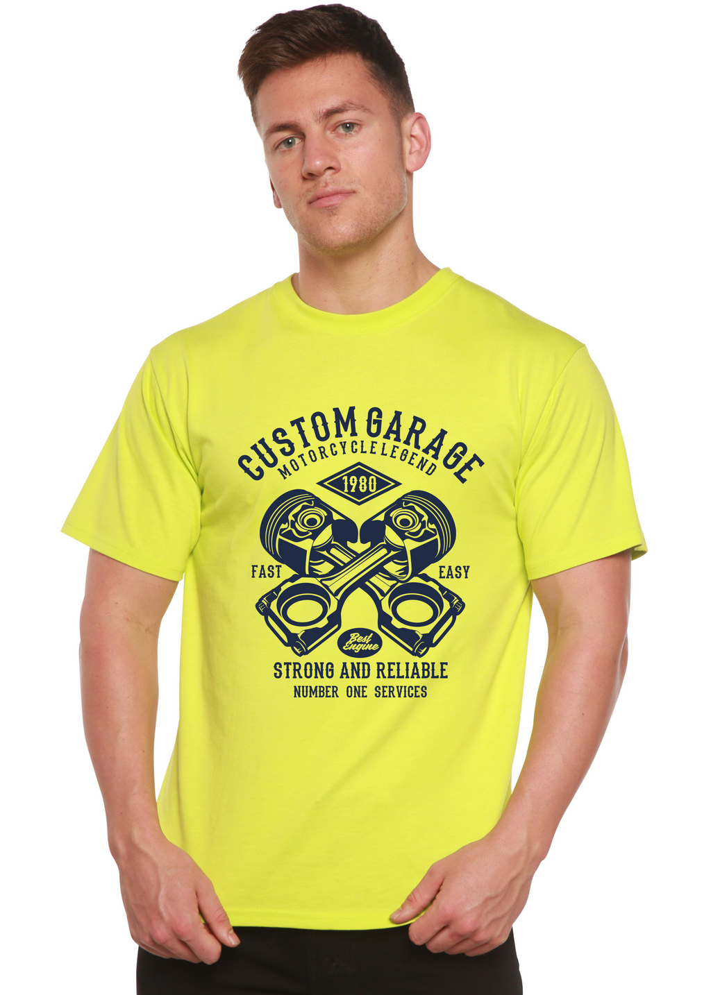 Spun Bamboo Custom Garage Men's Bamboo Viscose/Organic Cotton Short Sleeve Graphic T-Shirt — main product shot