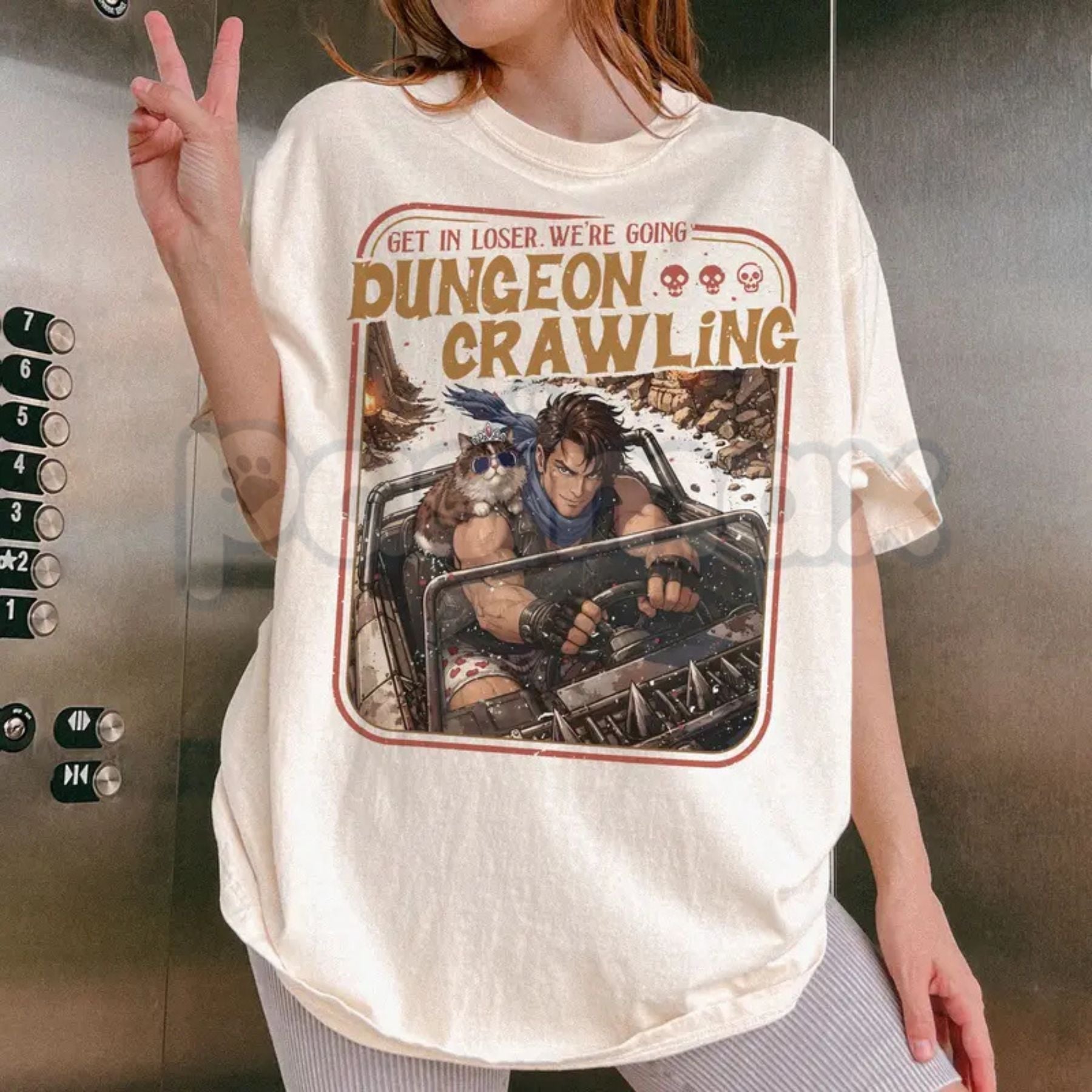Comfort Colors® Dungeon Crawling "Carl & Princess Donut" T-Shirt – Funny Sci-Fi Meme Tee, Retro LitRPG Graphic Shirt, Dungeon Crawler Fan Gift