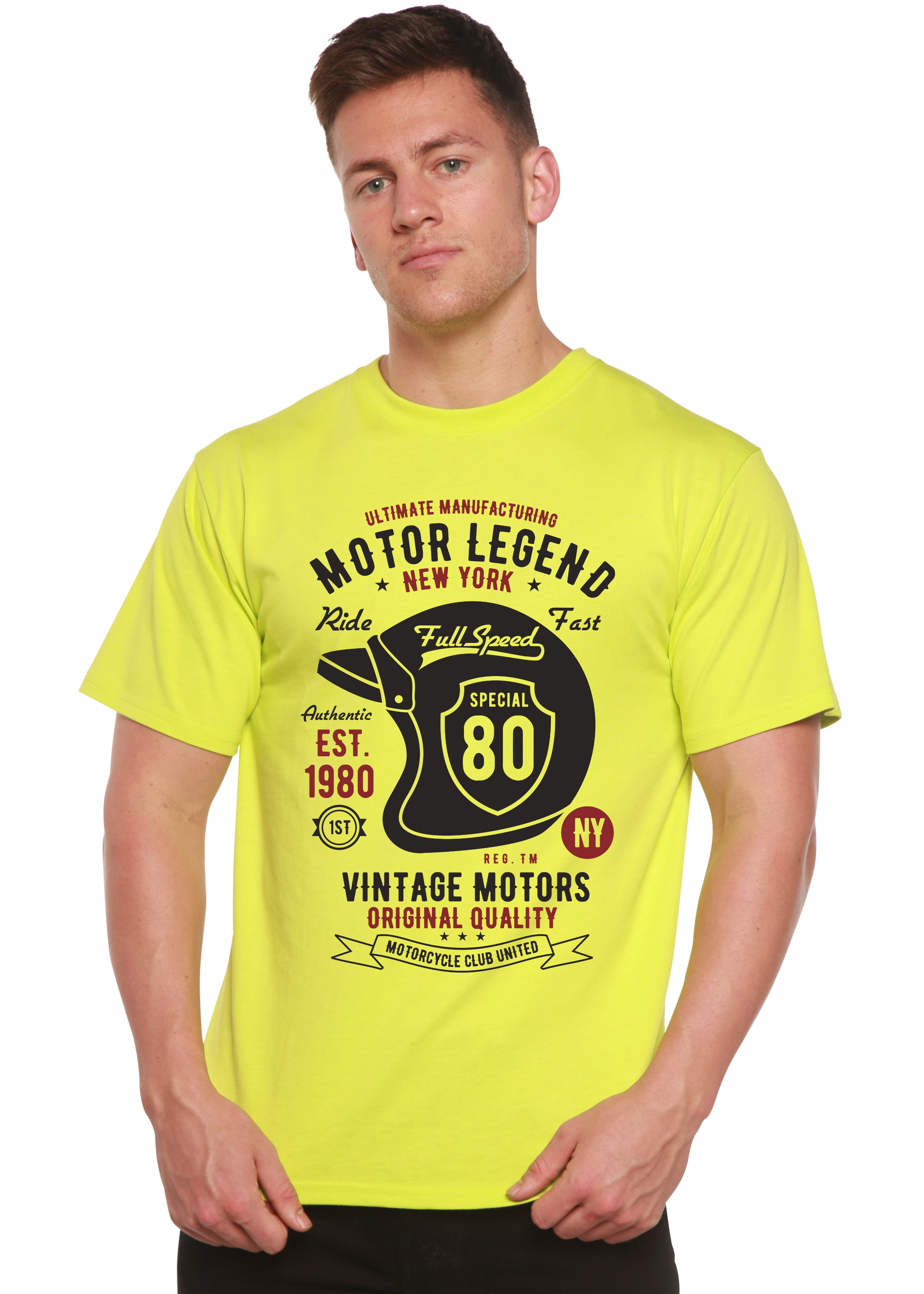 Spun Bamboo Motor Legend Helmet Men's Bamboo Viscose/Organic Cotton Short Sleeve Graphic T-Shirt — main product shot