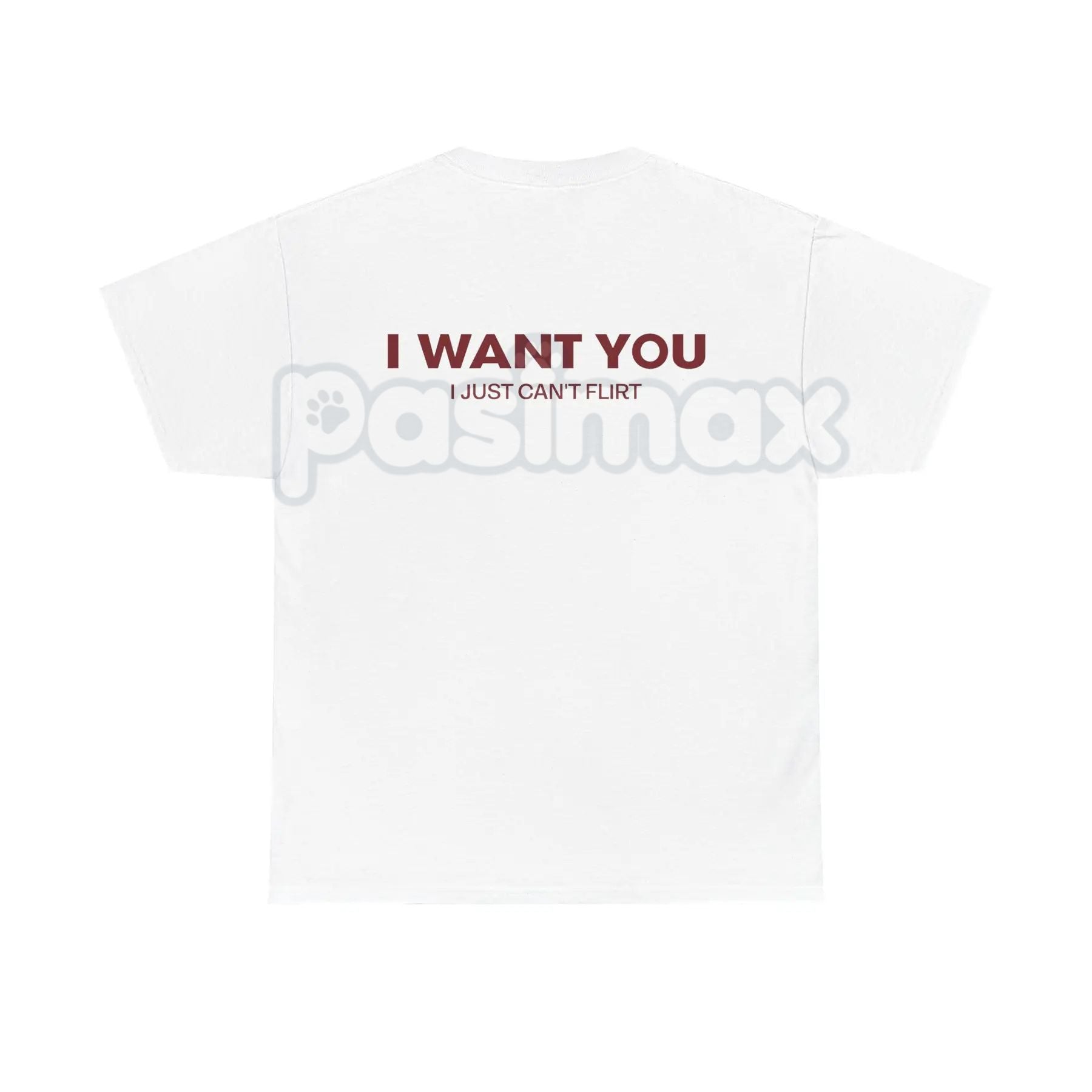 Pasimax "I Want You I Just Can't Flirt" Funny Quote – Sarcastic Humor Hoodie, Sweatshirt & T-Shirt — detail close-up