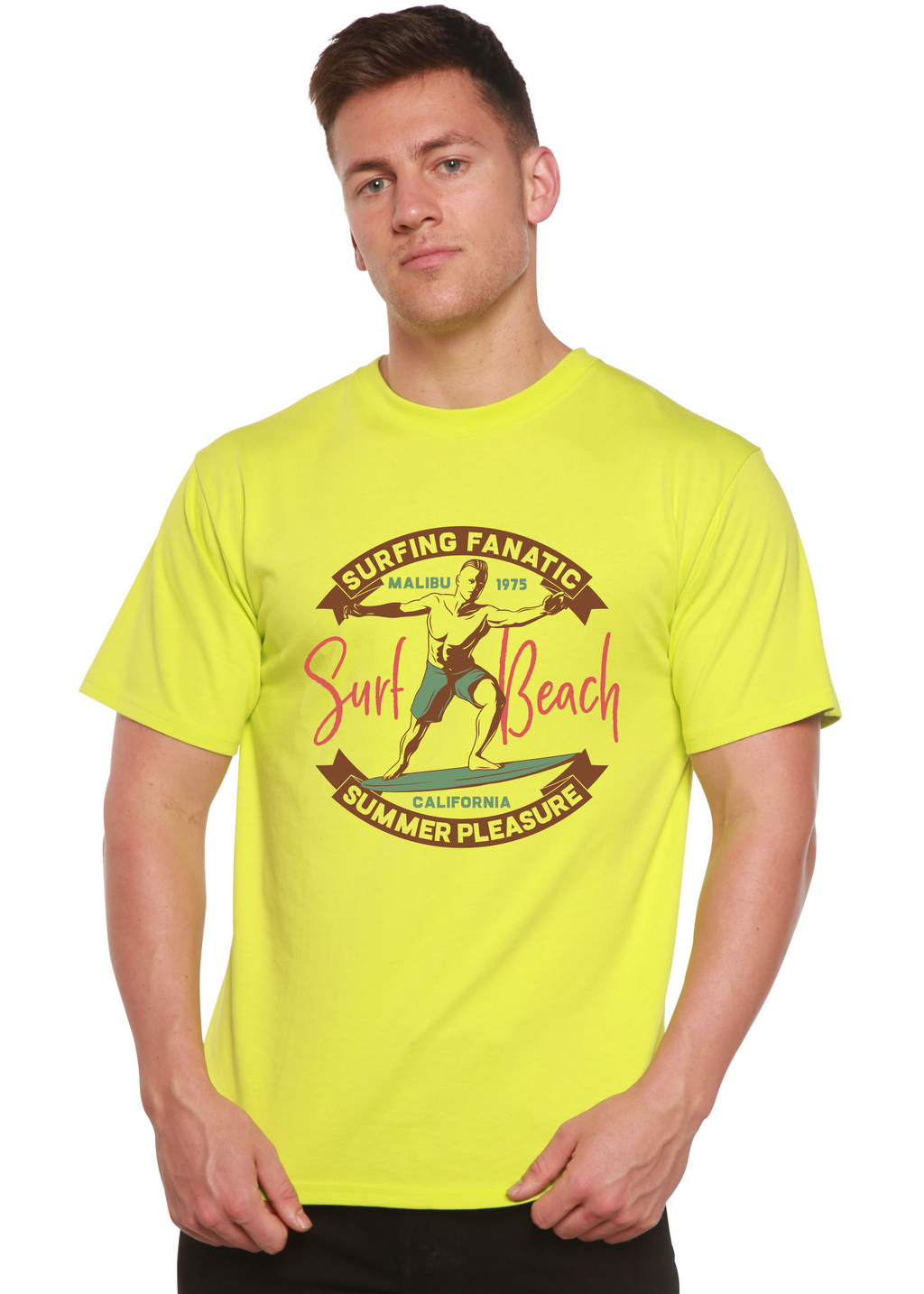 Spun Bamboo Surf Beach Men's Bamboo Viscose/Organic Cotton Short Sleeve Graphic T-Shirt — lifestyle context
