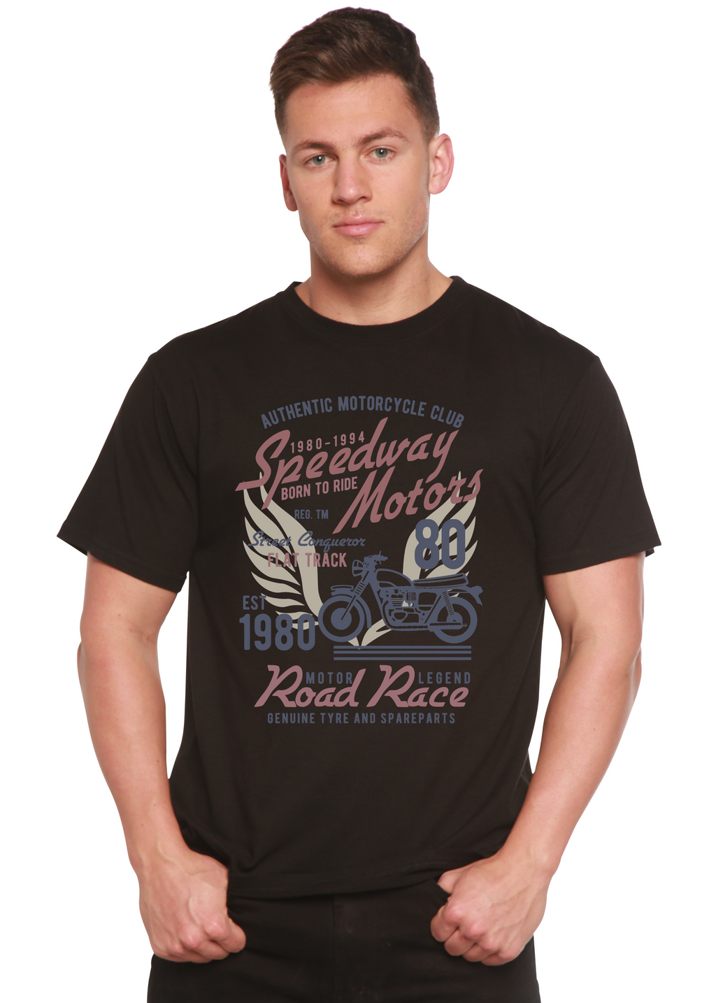 Spun Bamboo Speedway Motor Spun Bamboo® Men's Bamboo Viscose/Organic Cotton Short Sleeve Graphic T-Shirt — back view