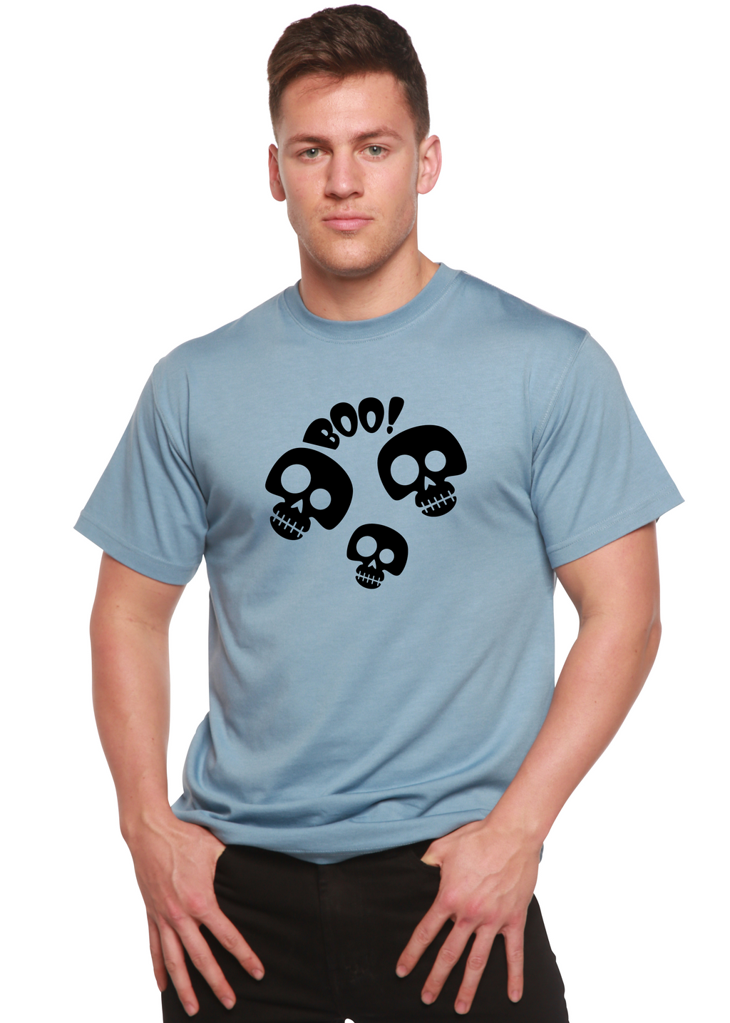 Spun Bamboo Halloween Boo Unisex Bamboo Viscose/Organic Cotton Short Sleeve Graphic T-Shirt — comparison shot