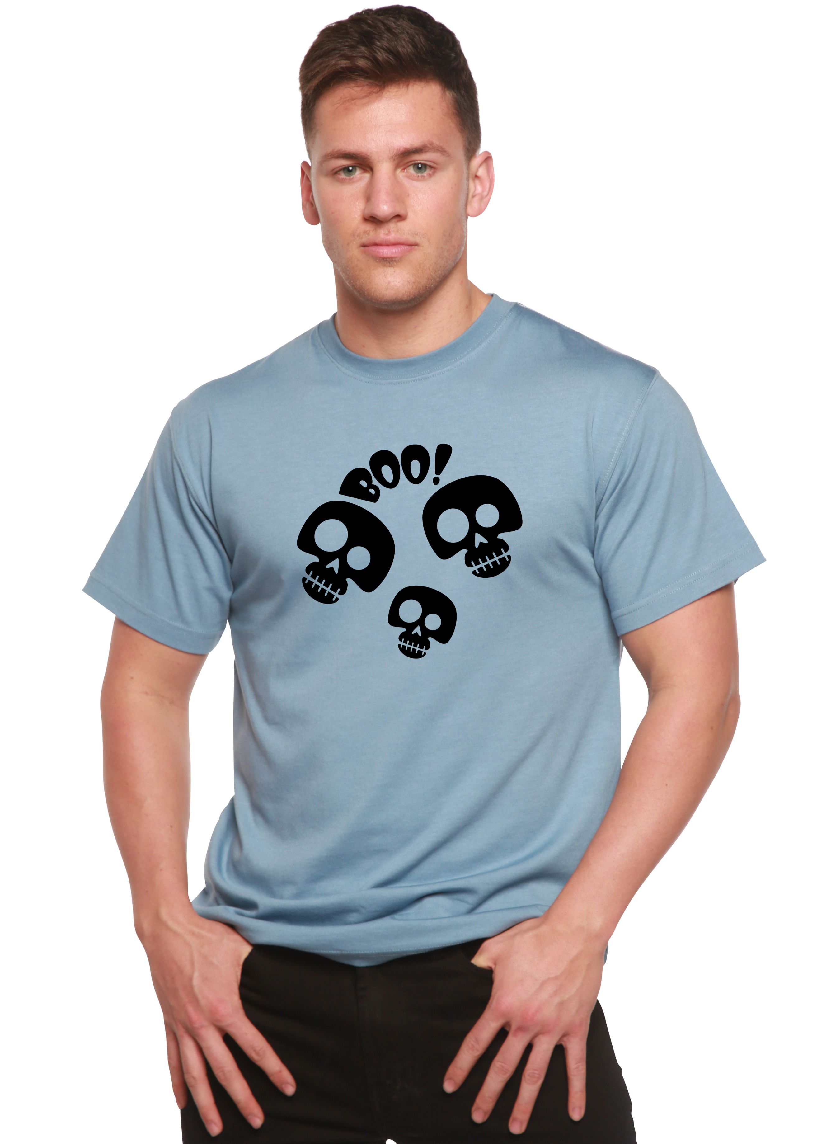 Spun Bamboo Halloween Boo Unisex Bamboo Viscose/Organic Cotton Short Sleeve Graphic T-Shirt — comparison shot