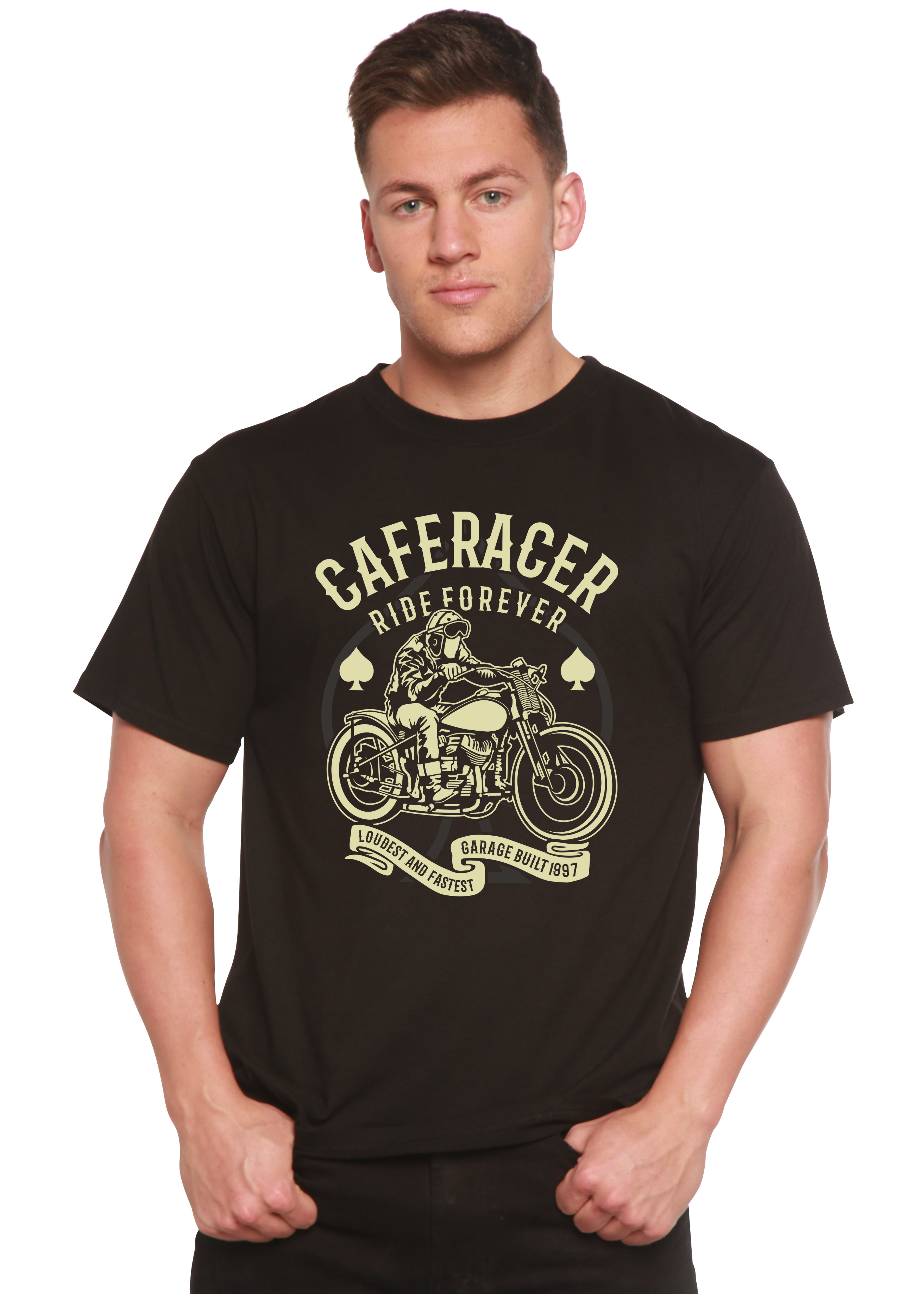 Spun Bamboo Caferacer Ride Forever Men's Bamboo Viscose/Organic Cotton Short Sleeve Graphic T-Shirt — main product shot
